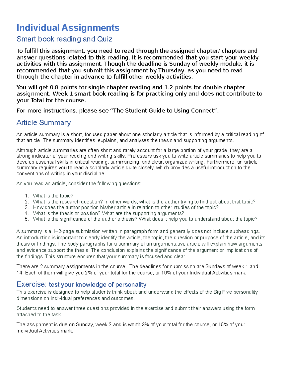 Individual Assignments(2) - Individual Assignments Smart book reading ...