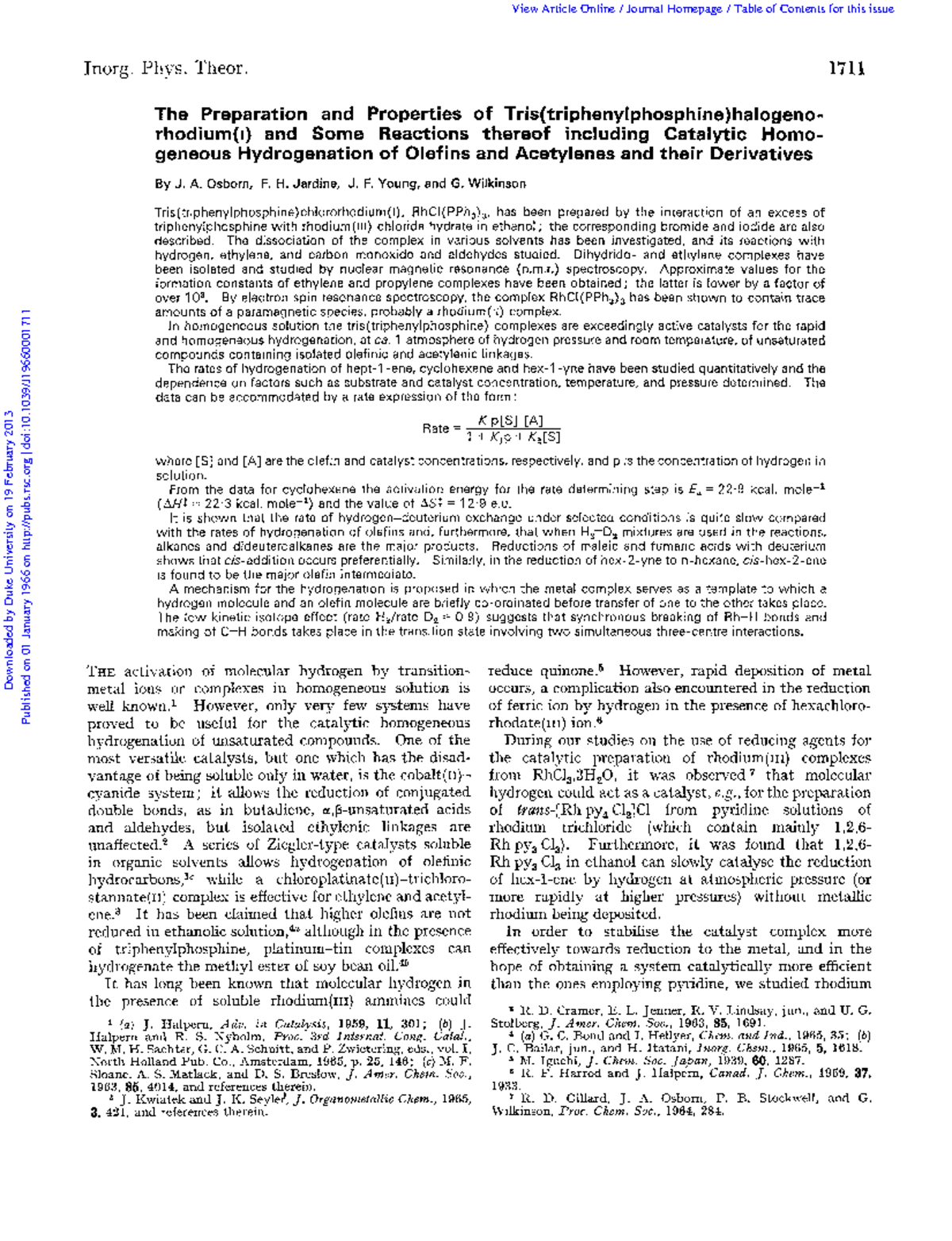 Osborn 1966 - Inorg. Phys. Theor. zyxwvut 1711 z The Preparation and ...