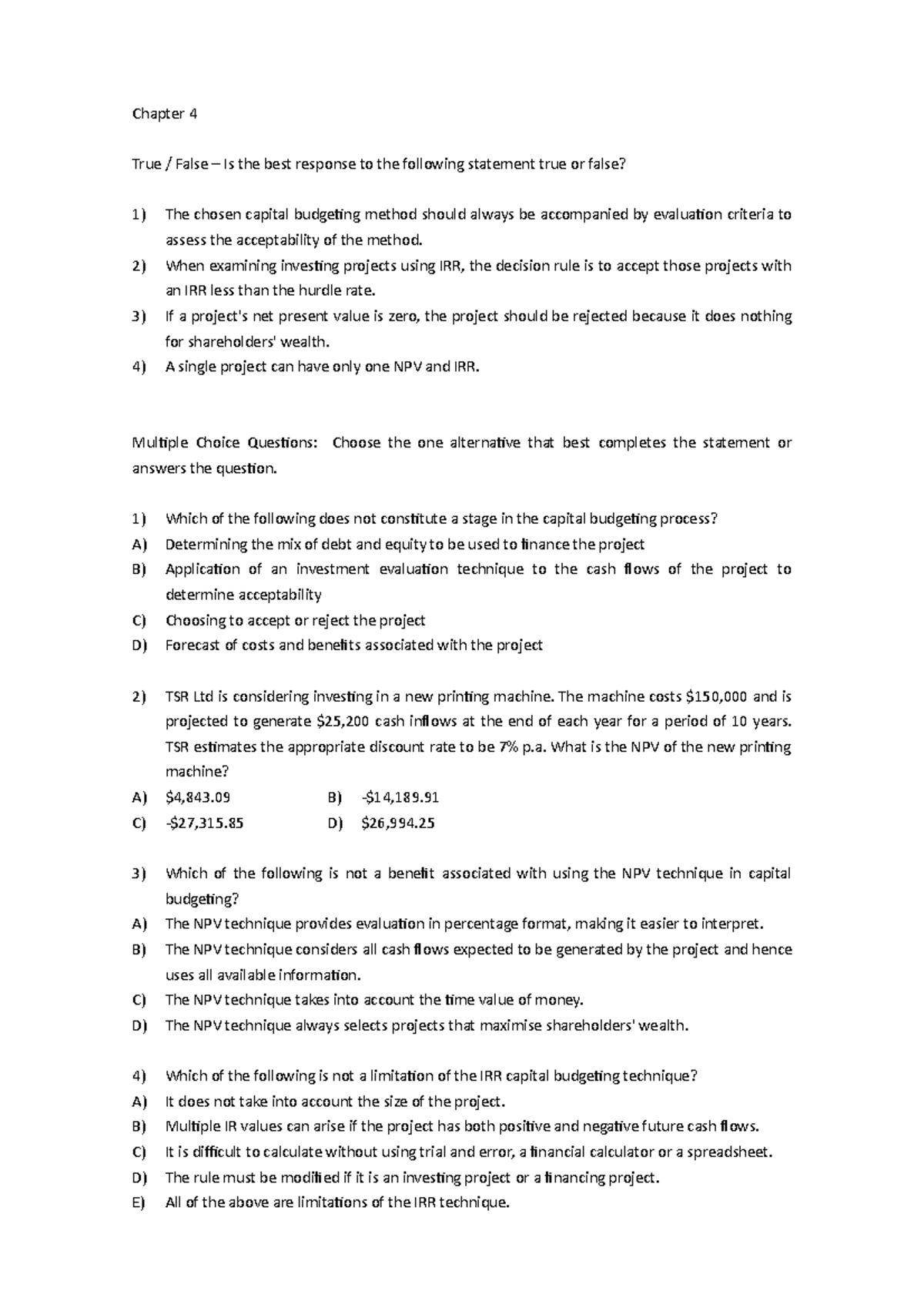 Module 4 practice - Chapter 4 True / False – Is the best response to ...