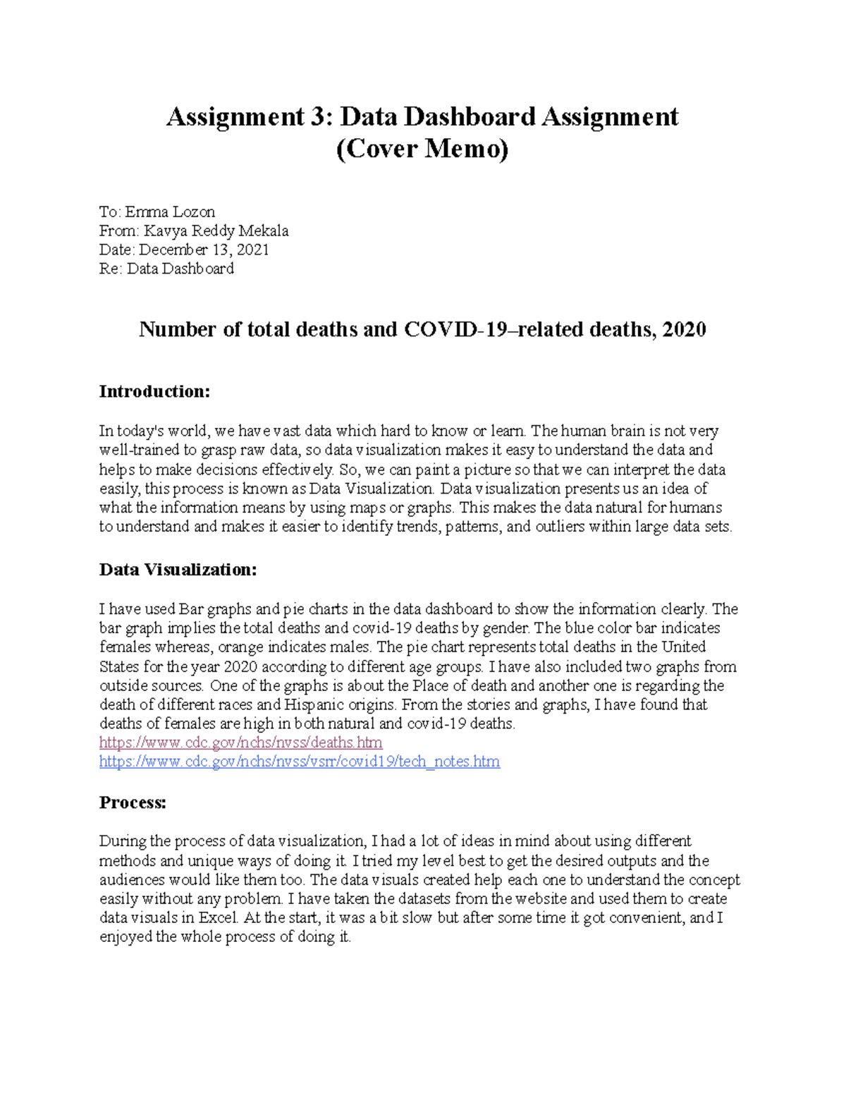 Data dashboard - PDF of student assignment - Assignment 3: Data ...