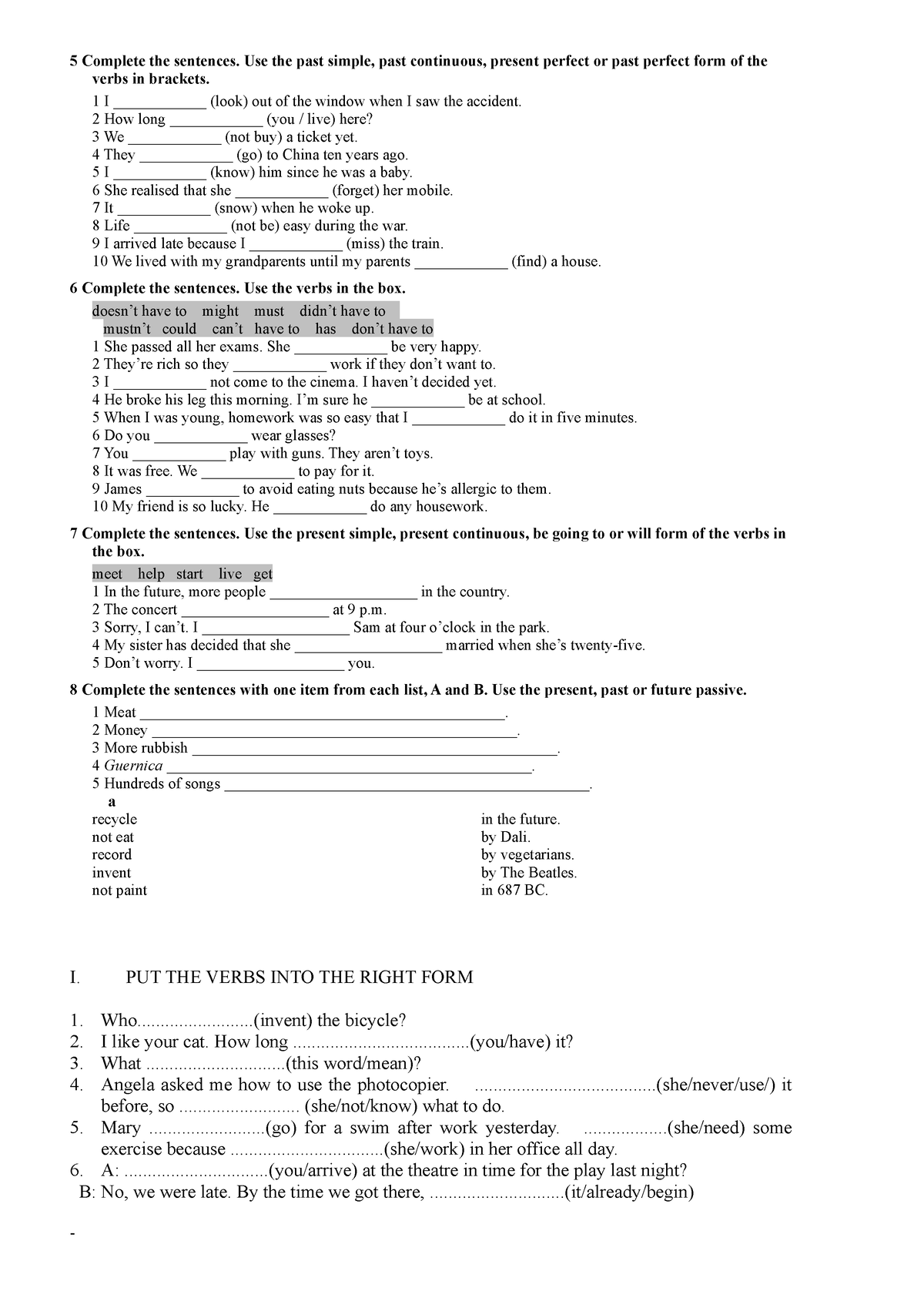 verbal-tenses-5-complete-the-sentences-use-the-past-simple-past