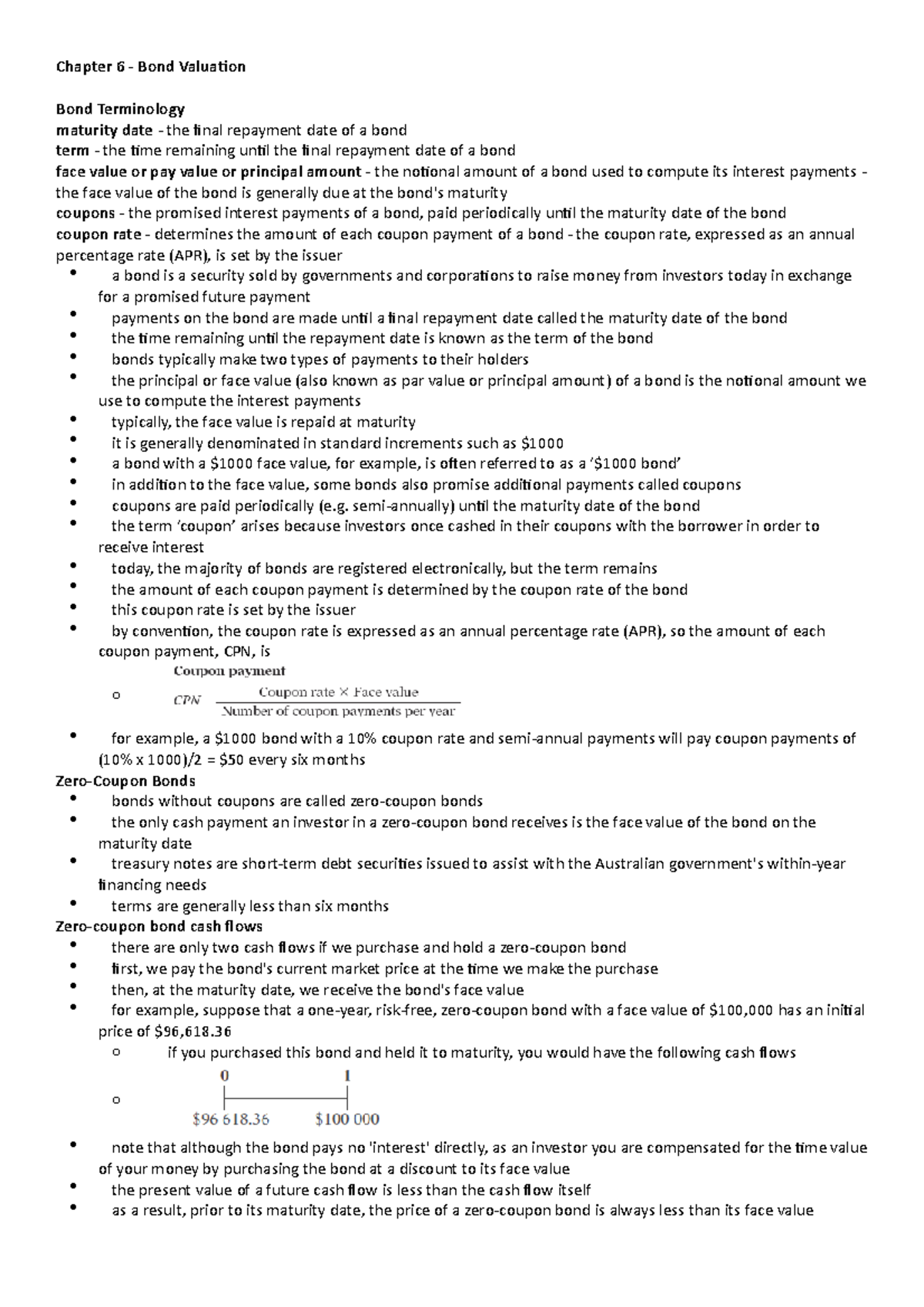 Chapter 6 - Bond Valuation - until the maturity date of the bond the ...
