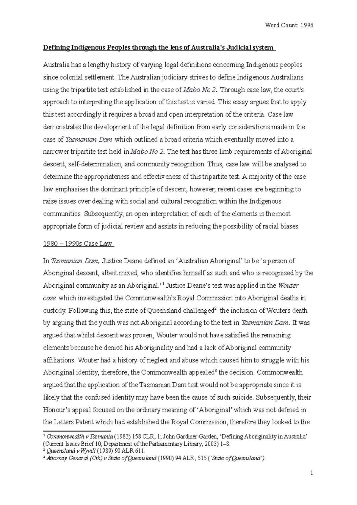 Defining Indigenous Peoples through the lens of Australia - The ...