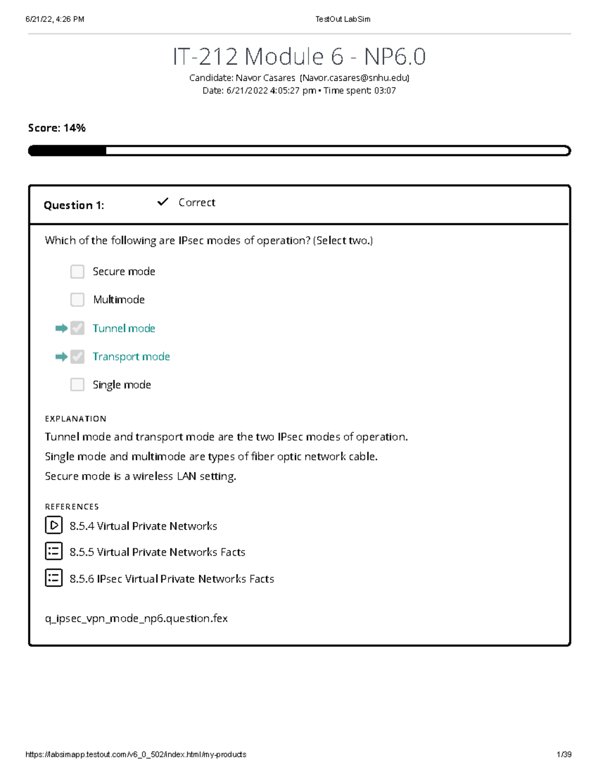 Test out quiz 6 testout quiz 6 IT212 Module 6 NP6. Candidate