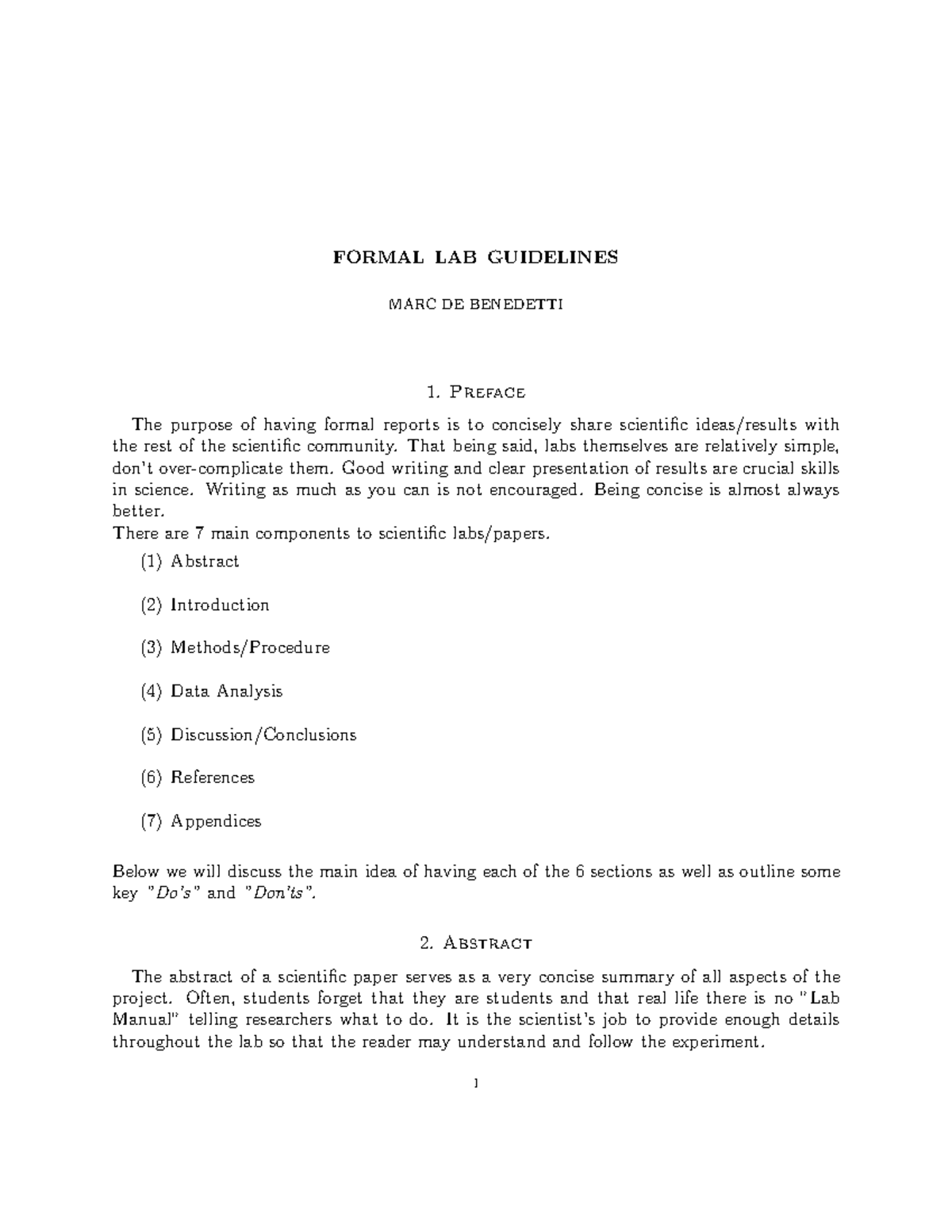 Lab guidelines - FORMAL LAB GUIDELINES MARC DE BENEDETTI Preface The ...