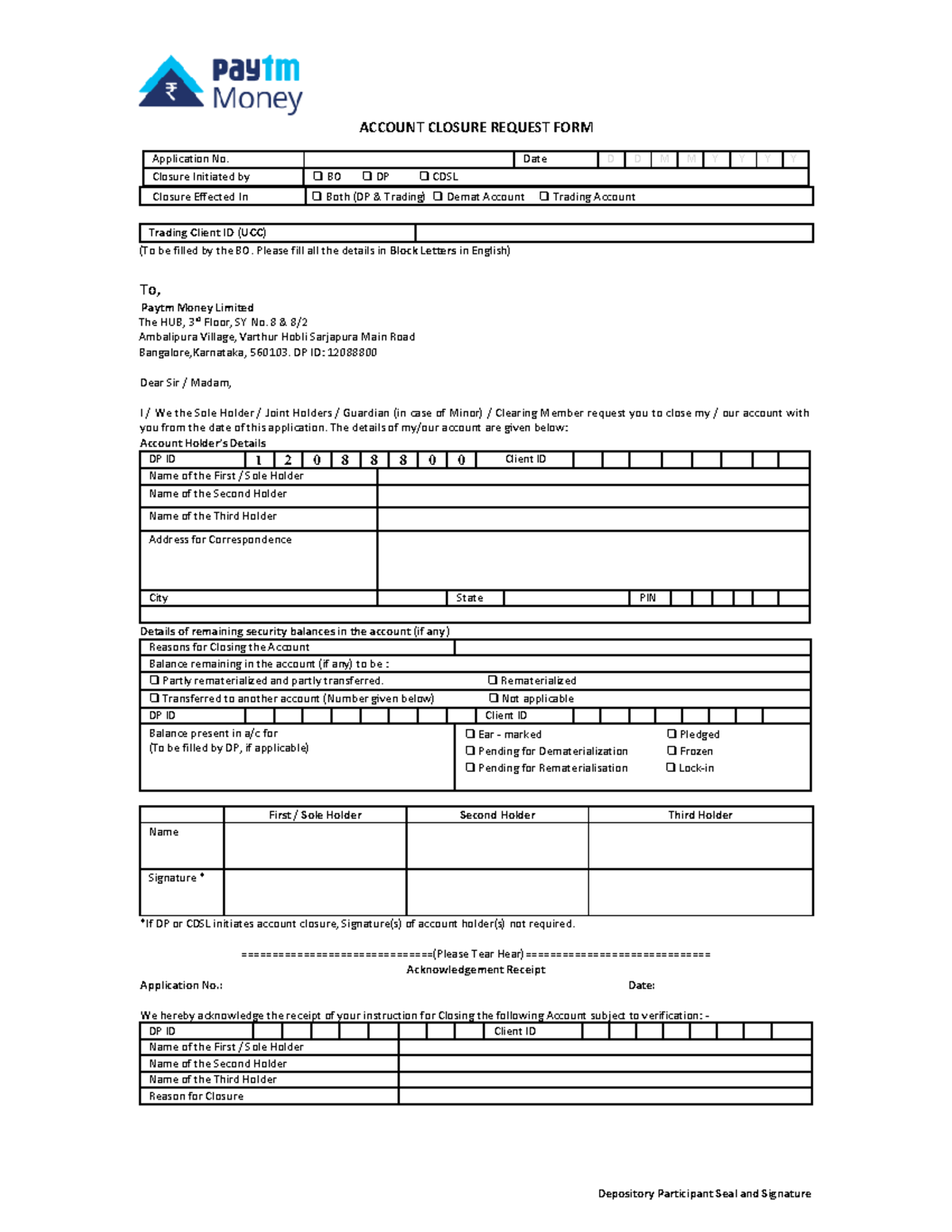 Account Closure Request Form - ACCOUNT CLOSURE REQUEST FORM Closure ...
