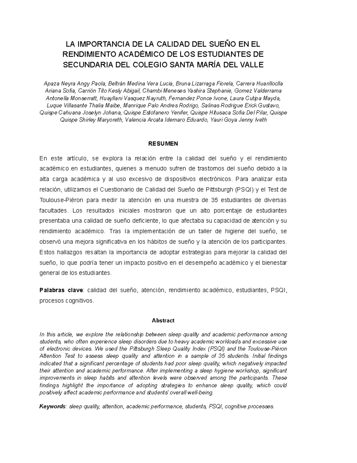 La Importancia de la Calidad del Sueño en el Rendimiento Académico de ...