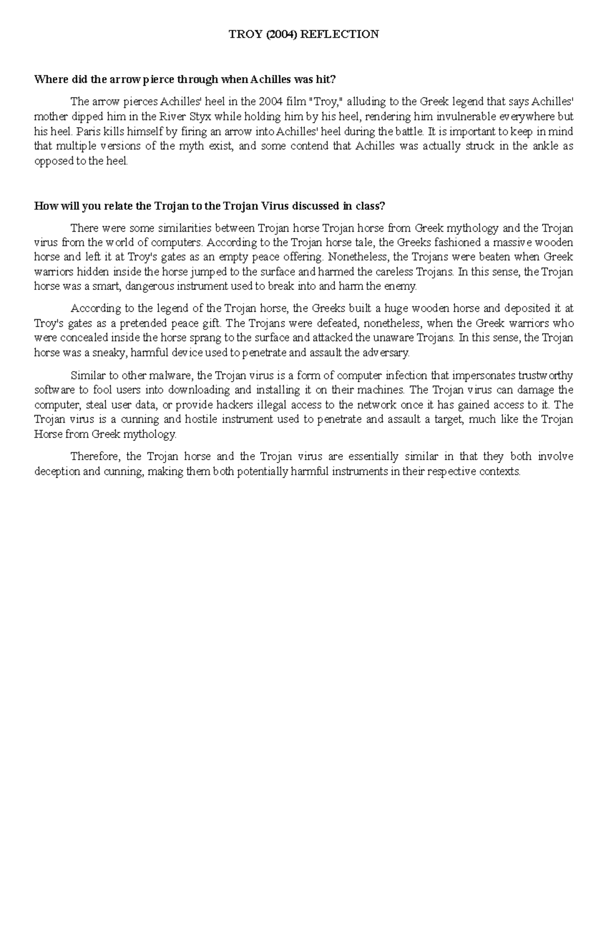 Reflection ON NI - NURSING INFORMATICS - TROY (2004) REFLECTION Where ...