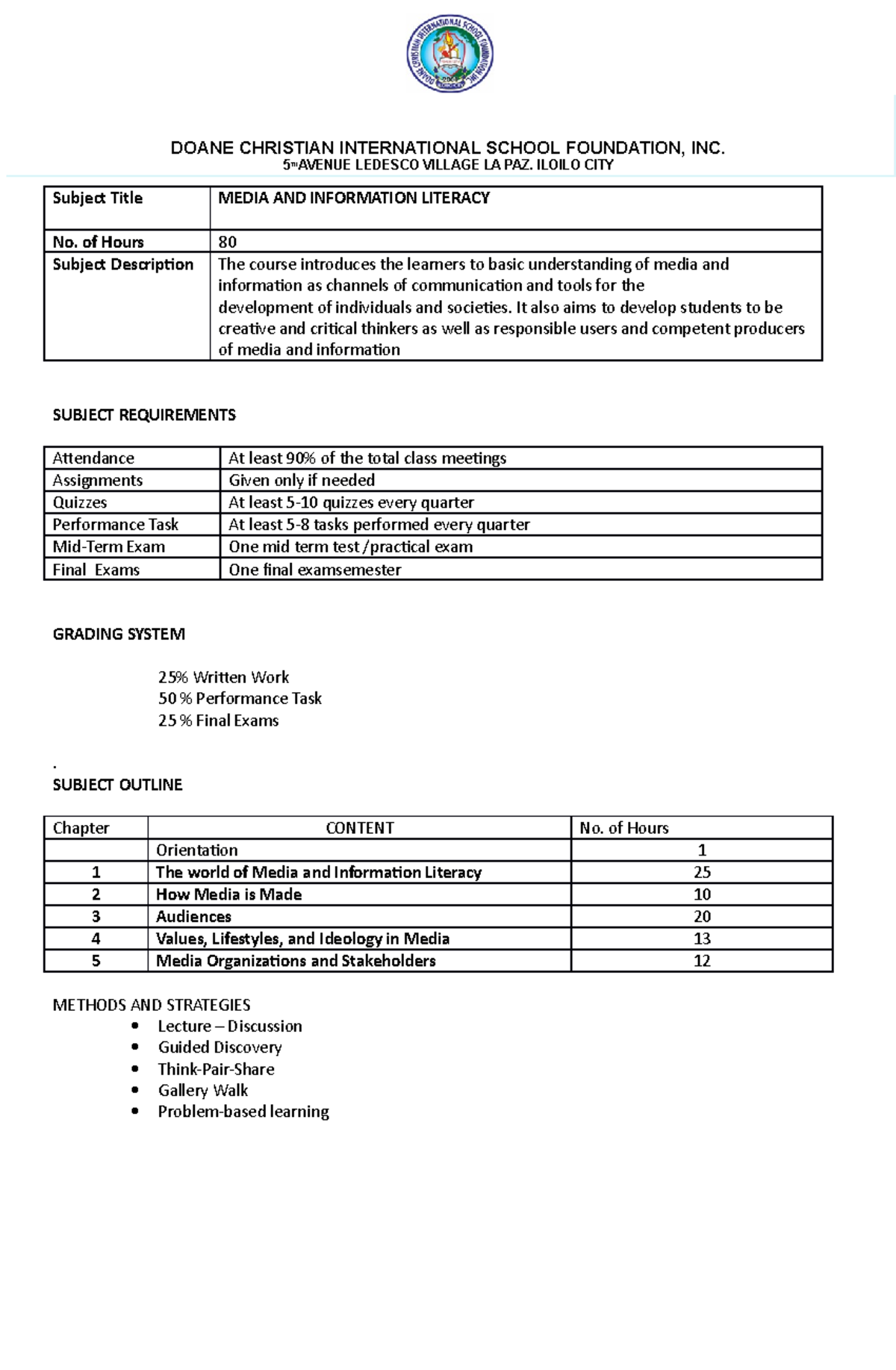 Media - Lecture notes 7 - Subject Title MEDIA AND INFORMATION LITERACY ...