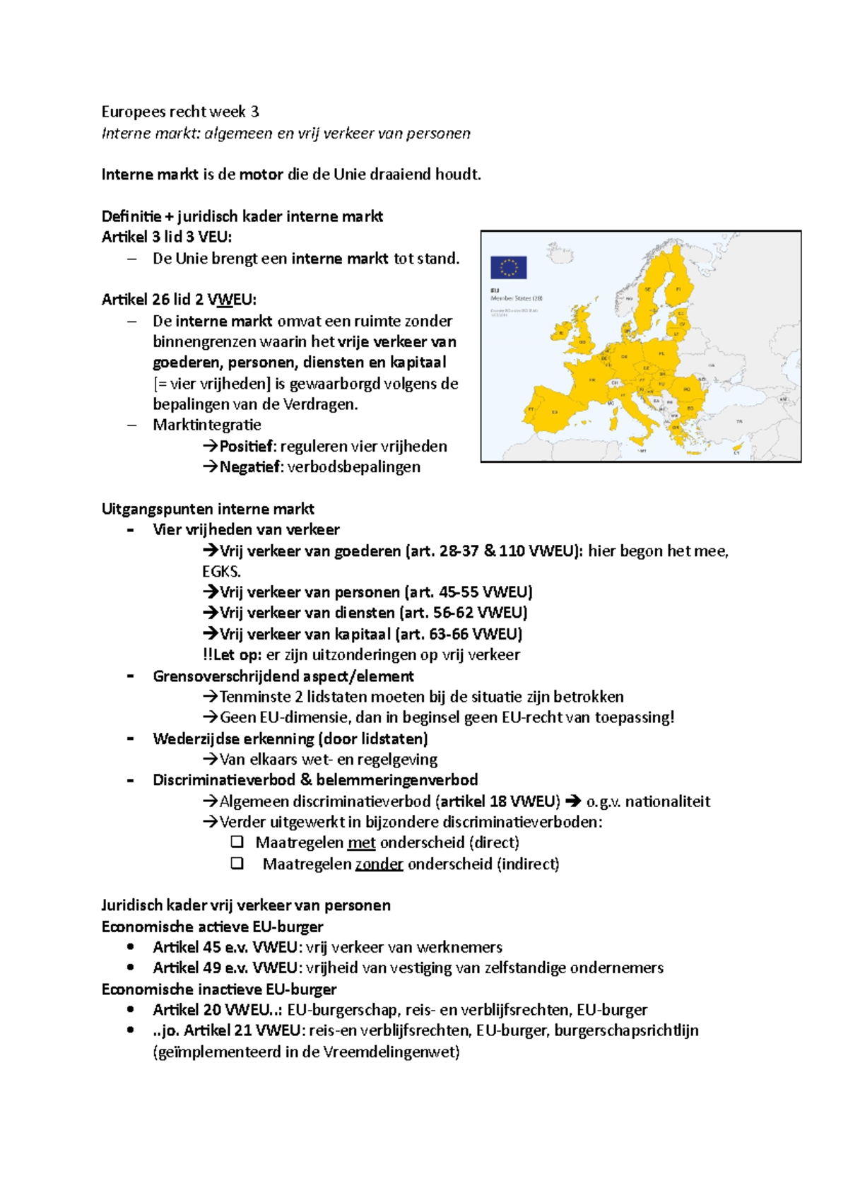 Europees Recht Week 3 - Opdrachten En Aantekeningen - Europees Recht ...