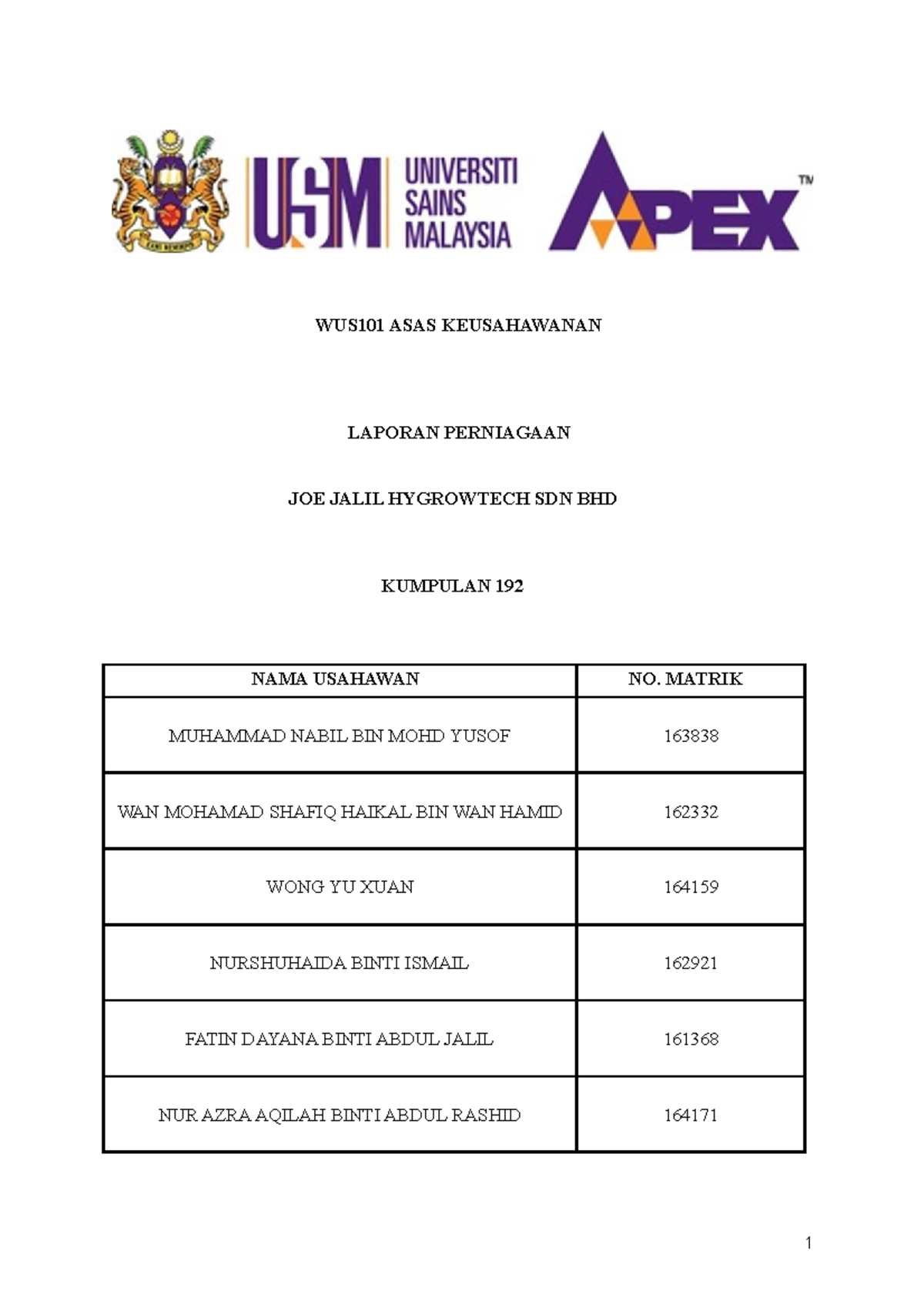 kesimpulan assignment keusahawanan