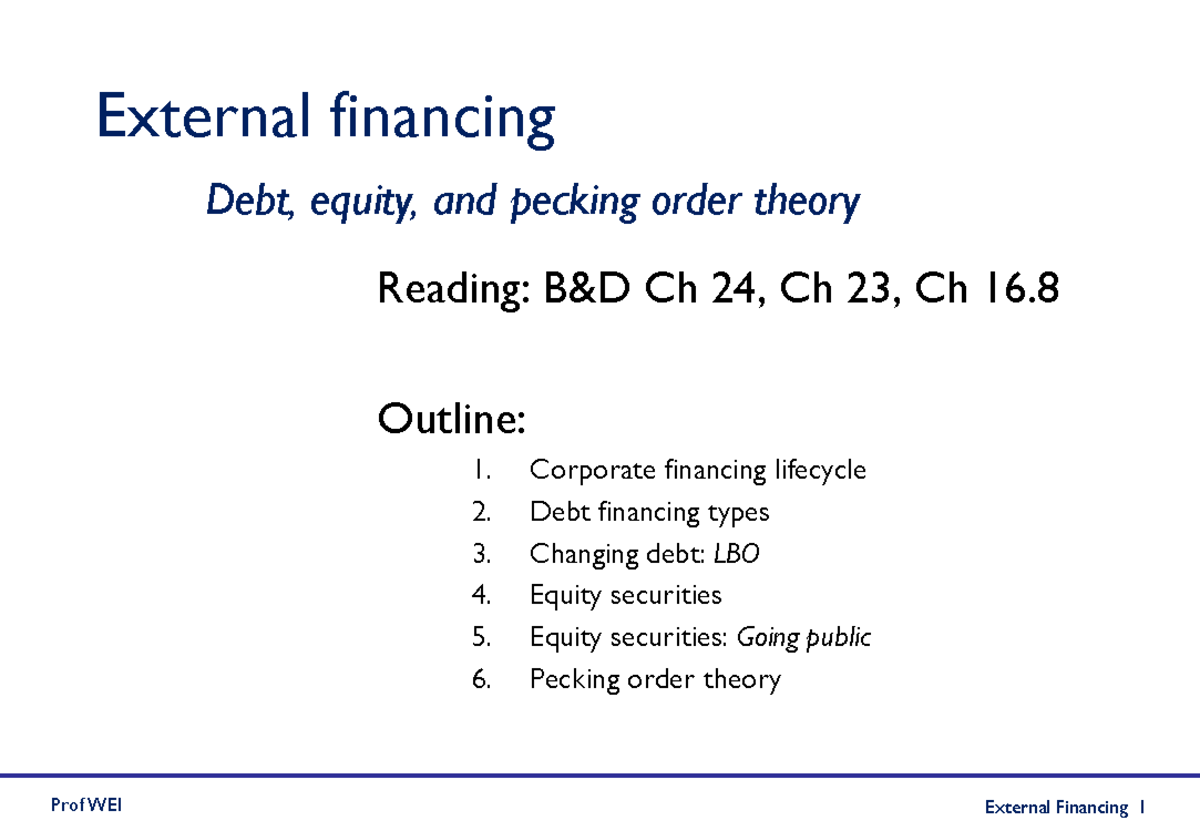 AF5318 S3 External financing - External financing Debt, equity, and ...
