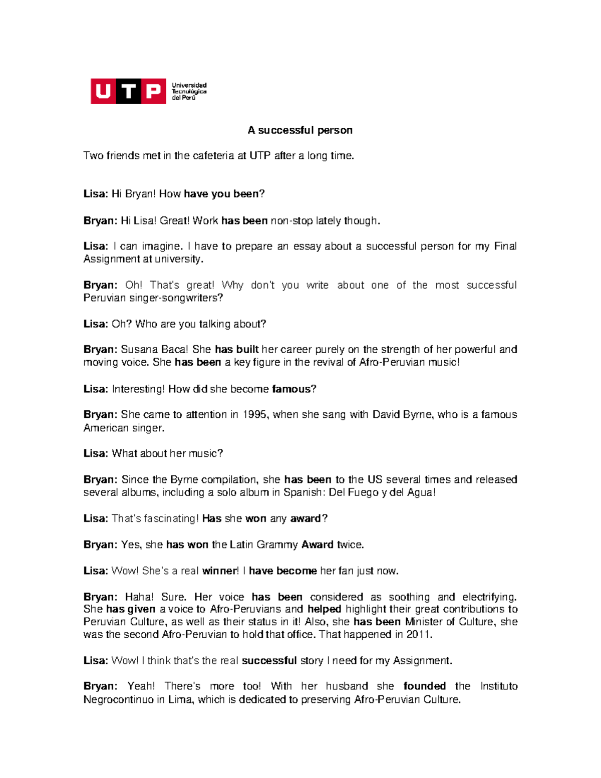 Week 6 - Script - A successful person - A successful person Two friends ...