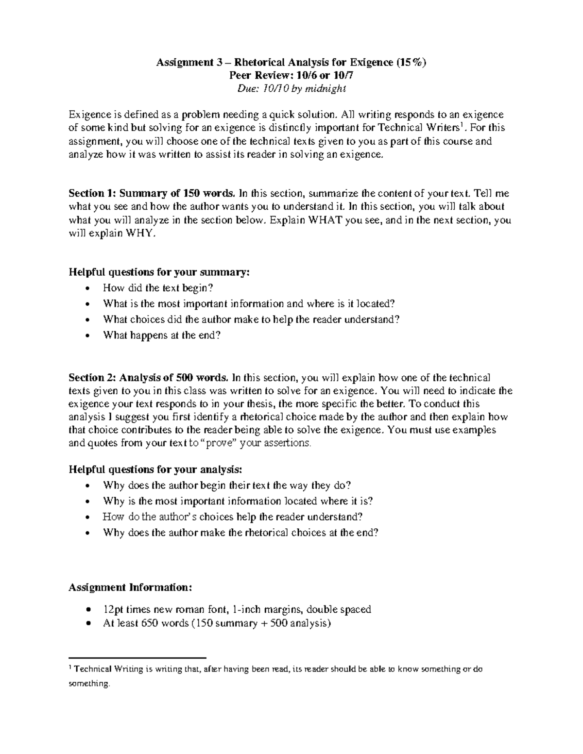 A3 - Rhetorical Analysis for Exigence - ENGL 3106 - Fall, 20211 - ENGL ...