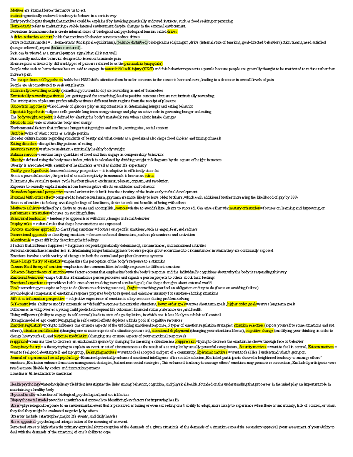 Psych prep exam 4 - Exam #4 Prep for PSYC001 with Prof. Packer ...