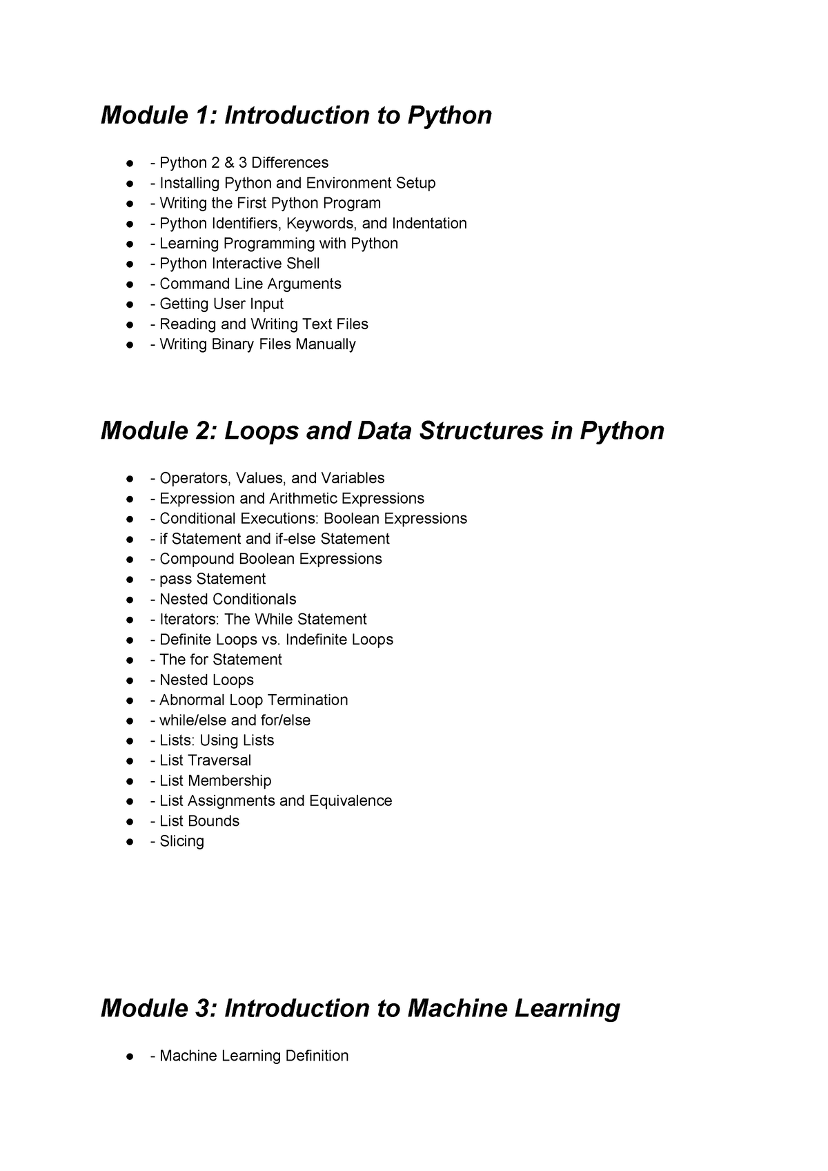 ML - Machine Learning - Module 1: Introduction To Python - Python 2 & 3 ...