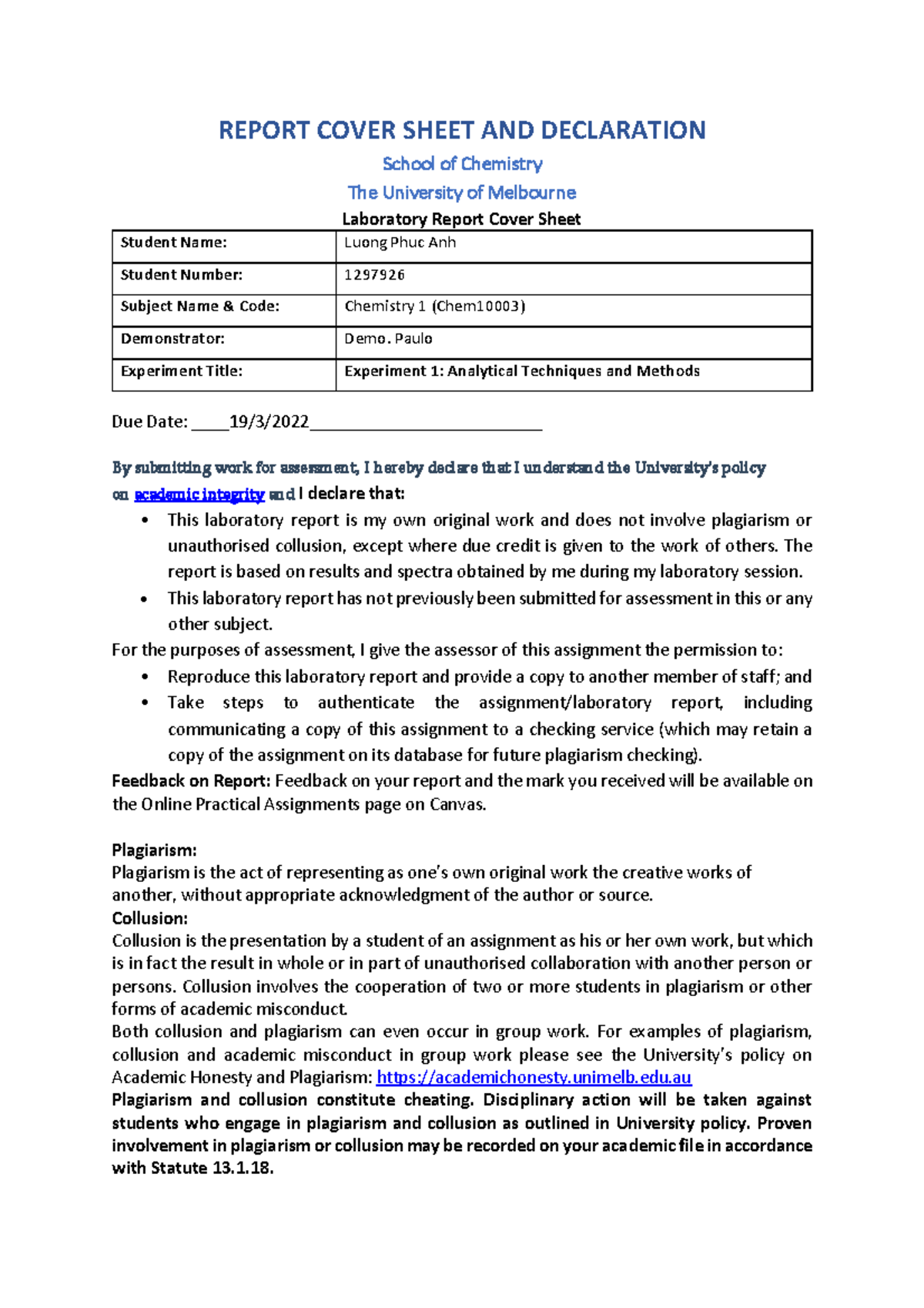 E1 Student Report Template 2021 Sem2-1 - REPORT COVER SHEET AND ...