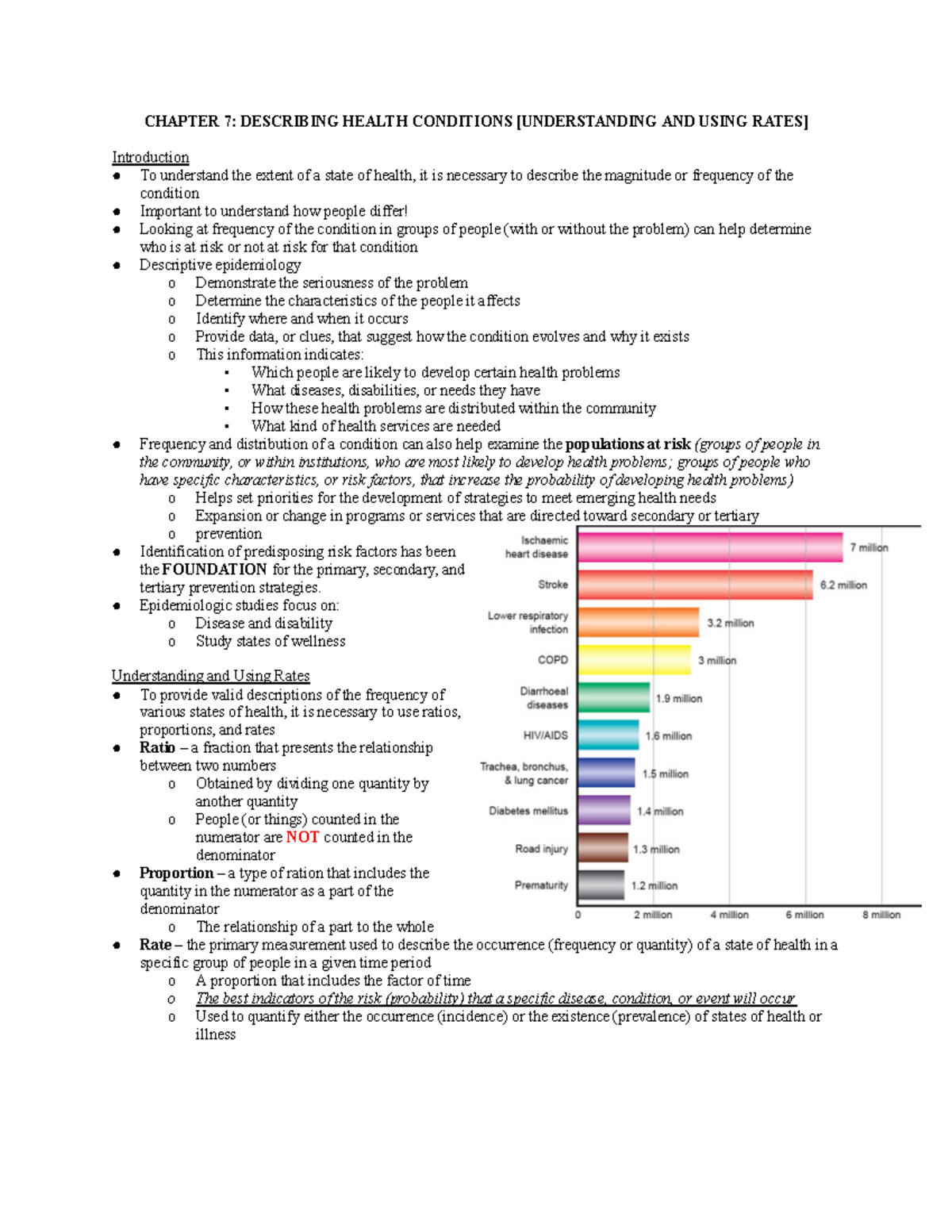 Community exam 2 notes - CHAPTER 7: DESCRIBING HEALTH CONDITIONS ...