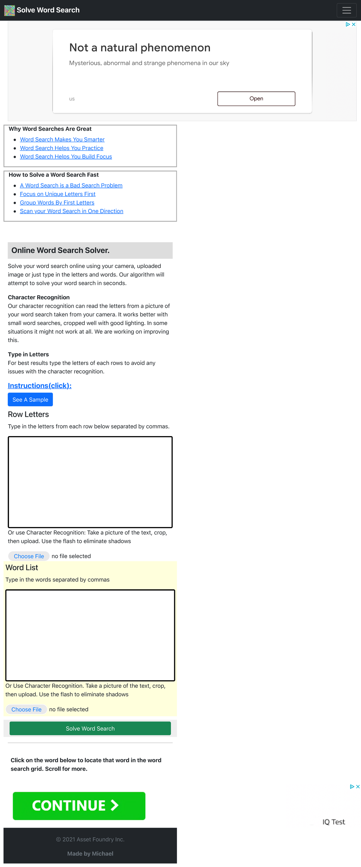 Solve Word Search Online Word Search Solver. Solve Word Searches From