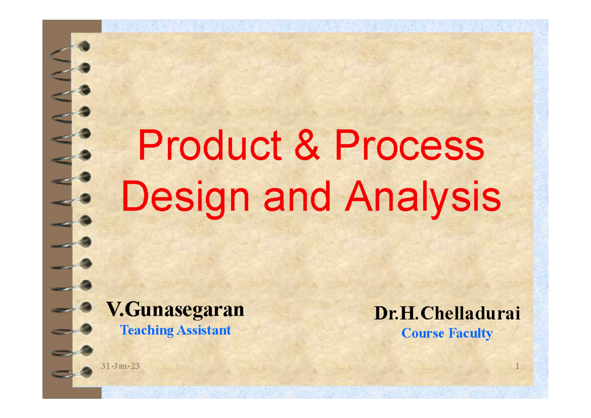 Pn P design and analysis - Product & Process Design and Analysis V ...