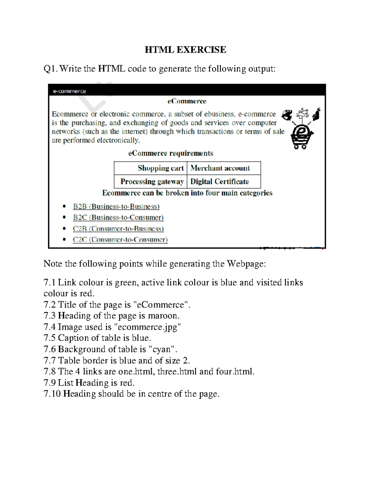 86f4993399 a1c160016 d44f6ea6c0786 - HTML EXERCISE Q1. Write the HTML ...