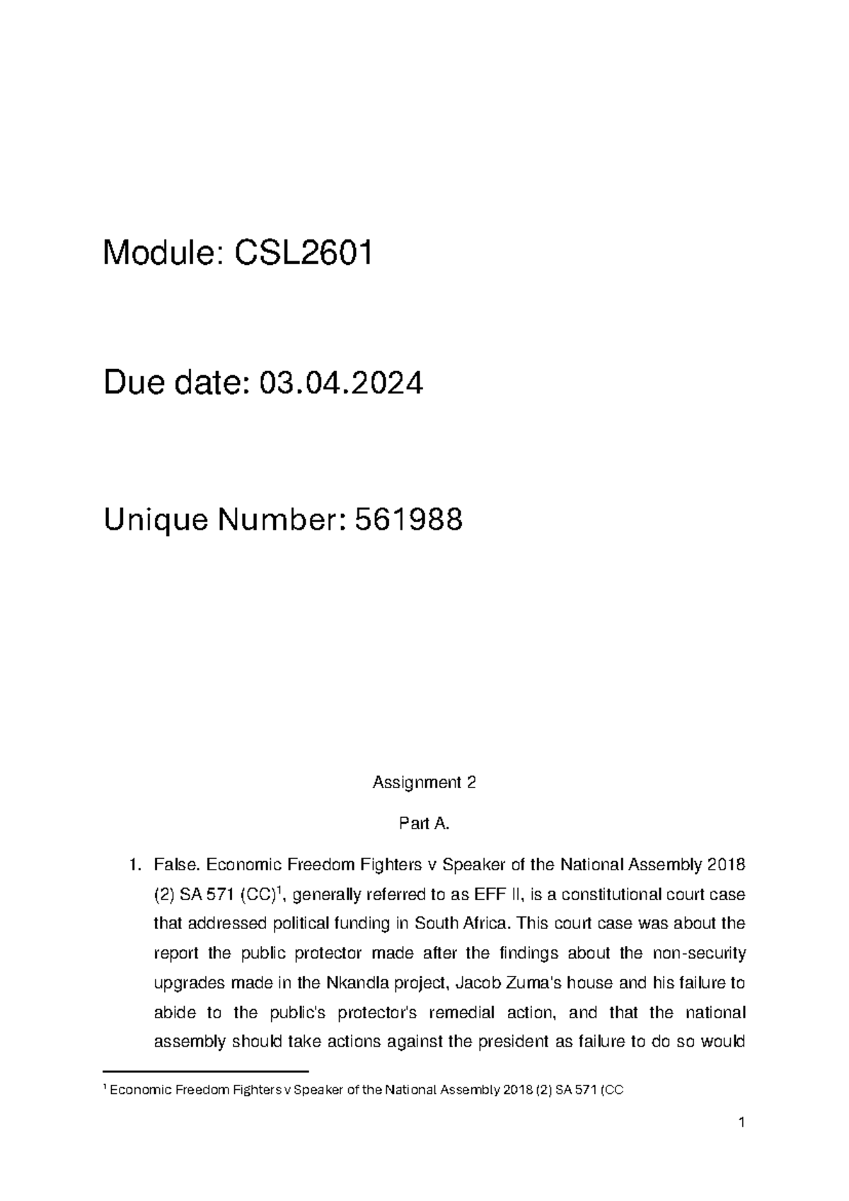 Csl ass 2 - notes - Module: CSL Due date: 03. Unique Number: 561988 ...