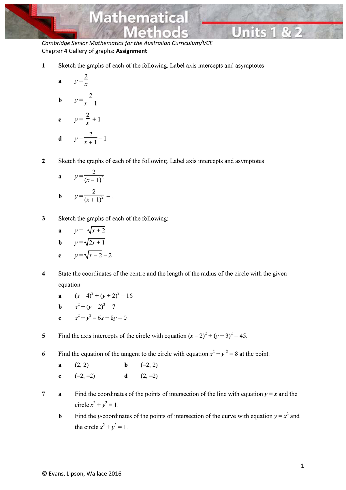 Assignment 4 with solutions - Chapter 4 Gallery of graphs: Assignment 1 ...