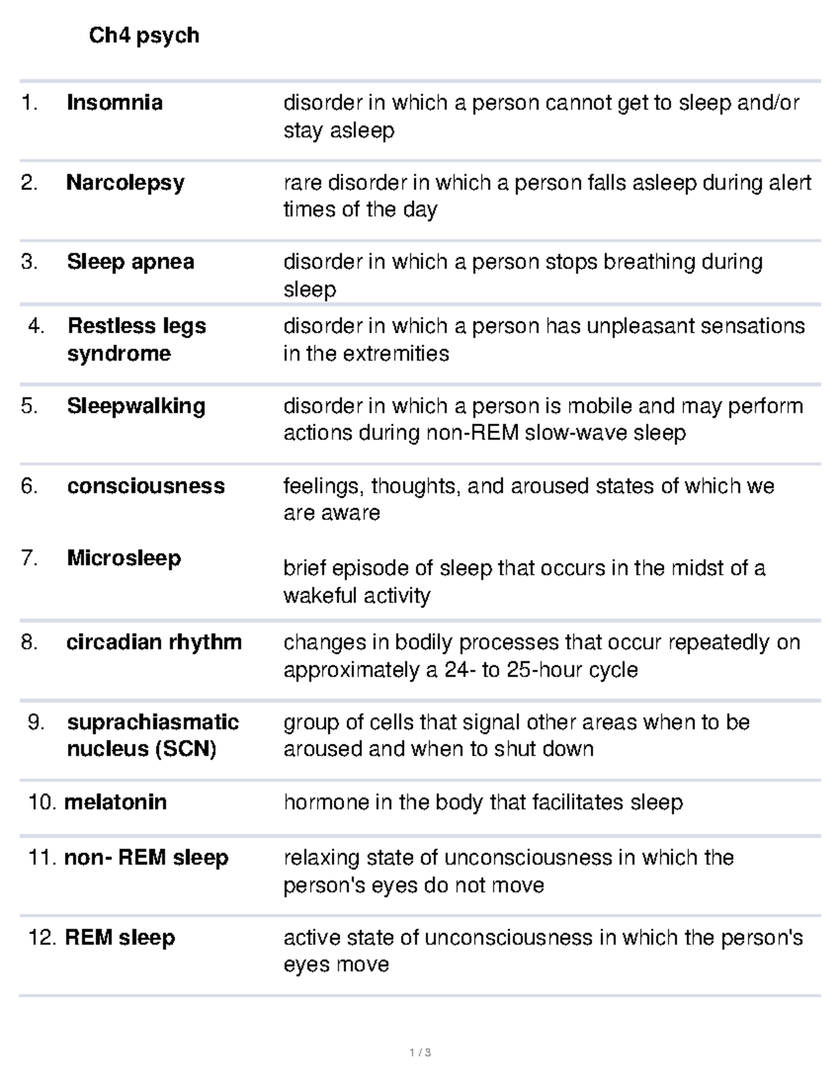 Ch4 Psych - Sleep/dreams - Ch4 Psych 1 / 3 Insomnia Disorder In Which A ...