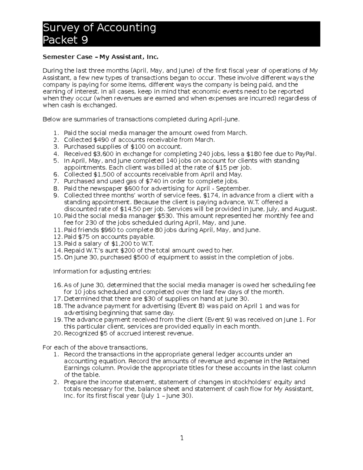 Online Packet 9 - thsthtrherghe - Survey of Accounting Packet 9 ...
