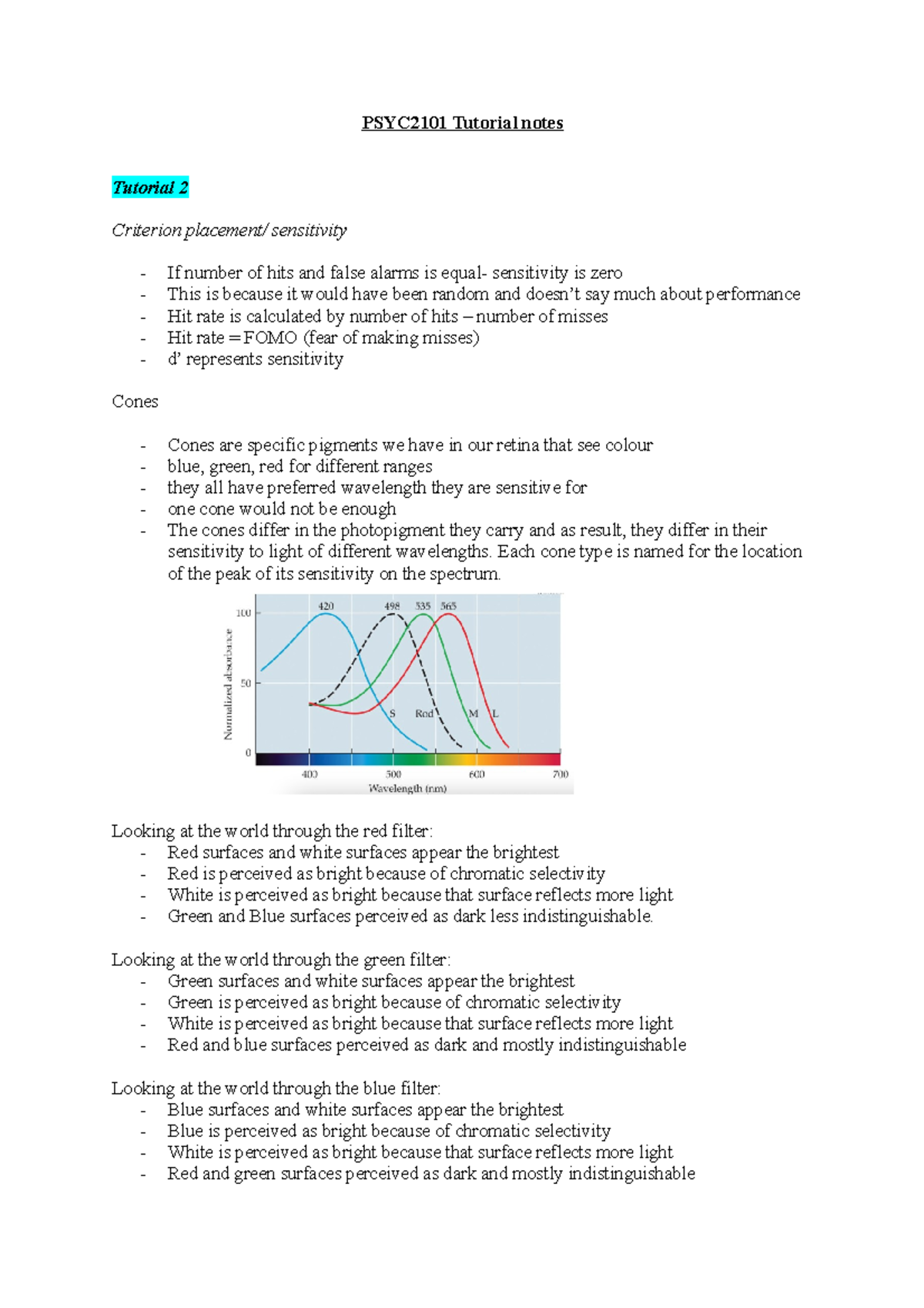 Psych 2071 tutorial notes - PSYC2101 Tutorial notes Tutorial 2 ...