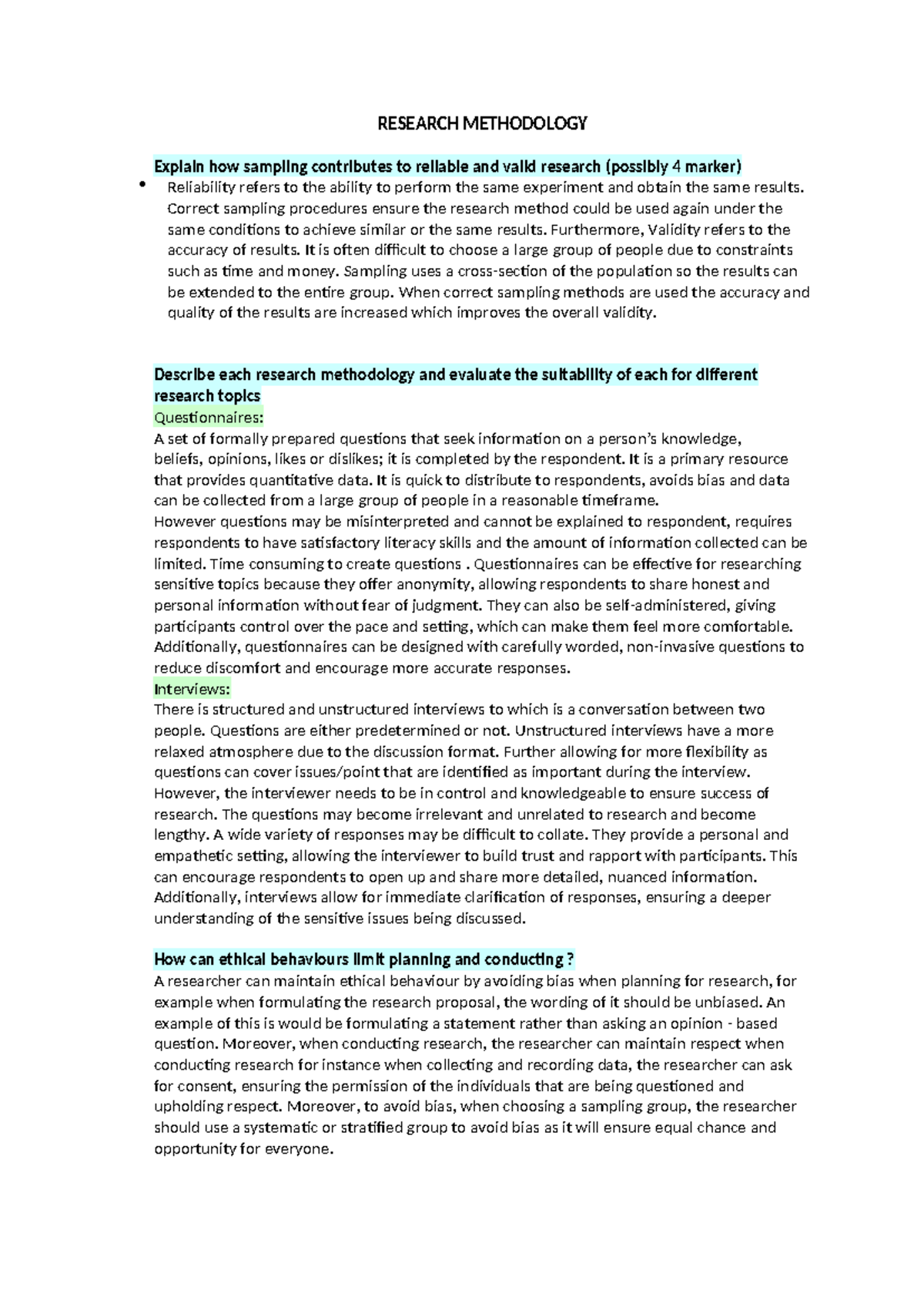 CAFS Trials Revision - Cafs study notes - summarised - RESEARCH ...