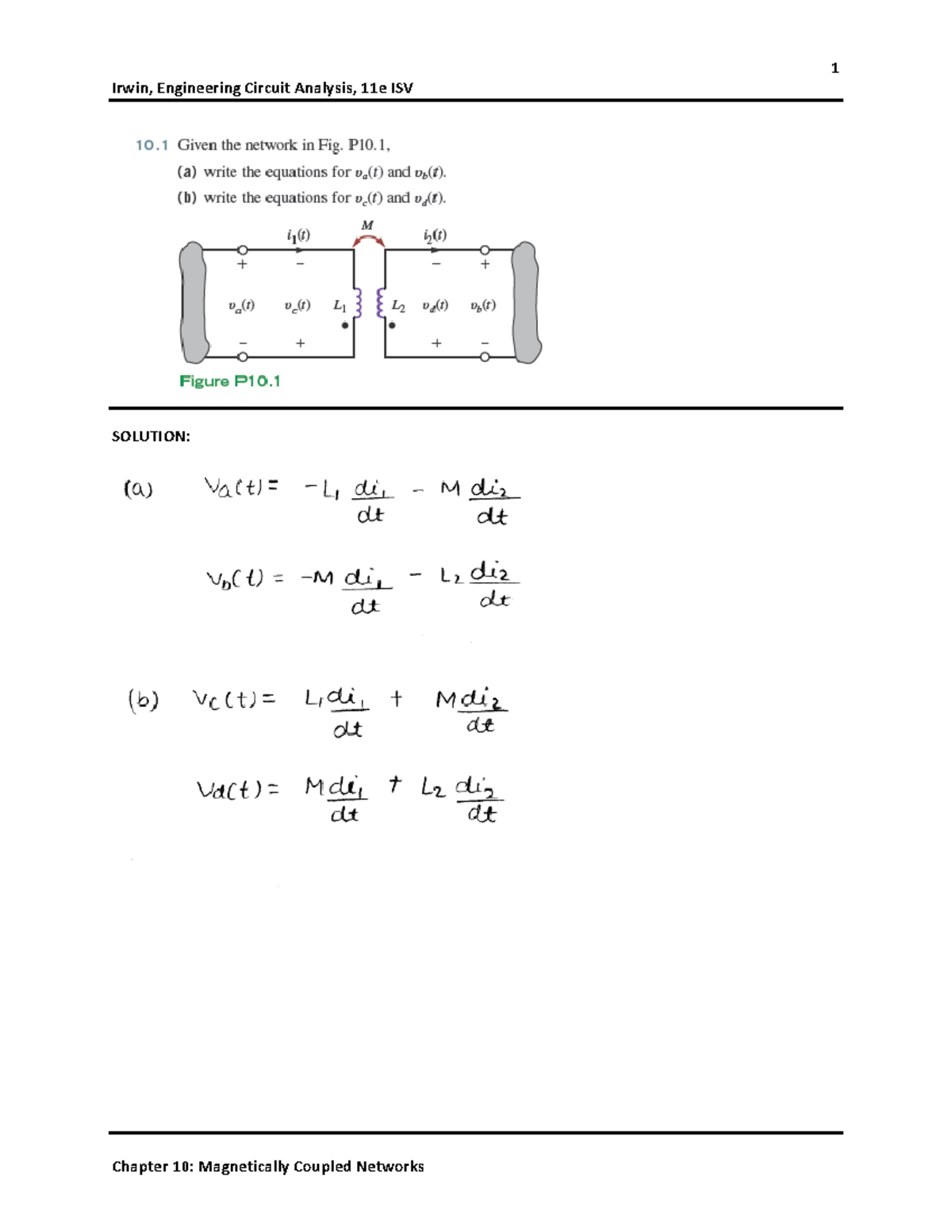 Ch10 - ㅎㄹㅇㅇ - Irwin, Engineering Circuit Analysis, 11e ISV SOLUTION ...