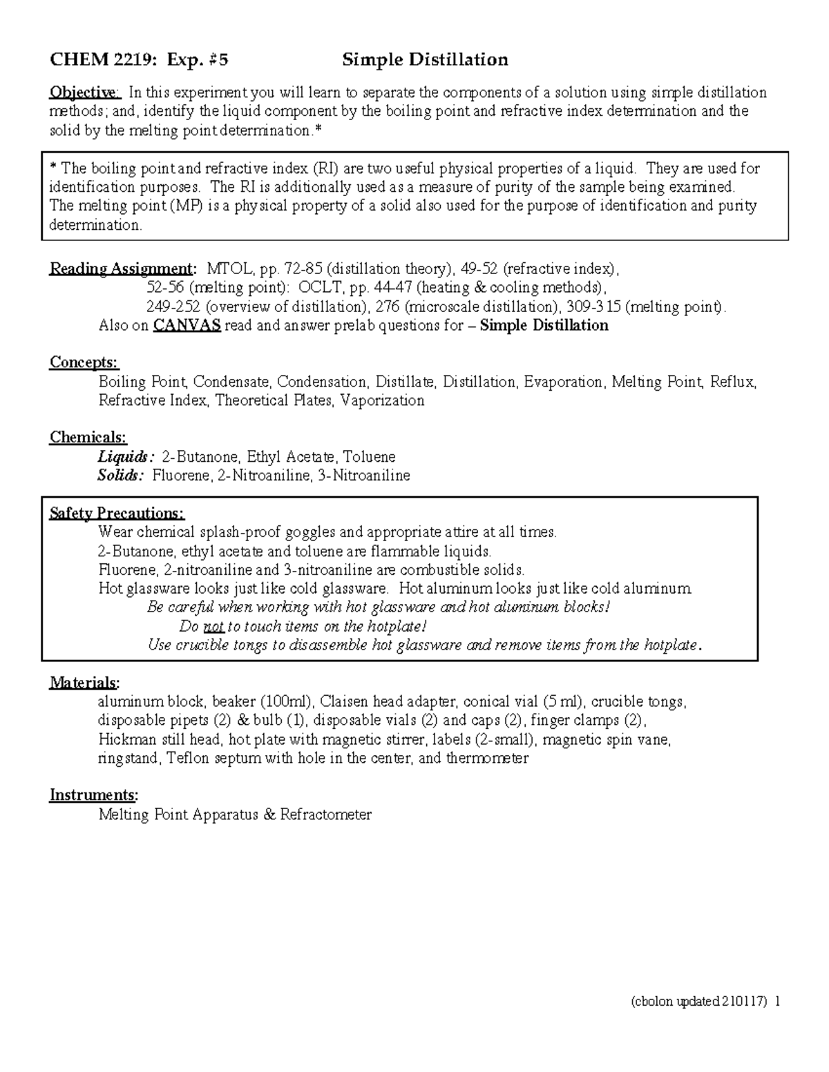 Simple distillation of ethanol and water Objective In this