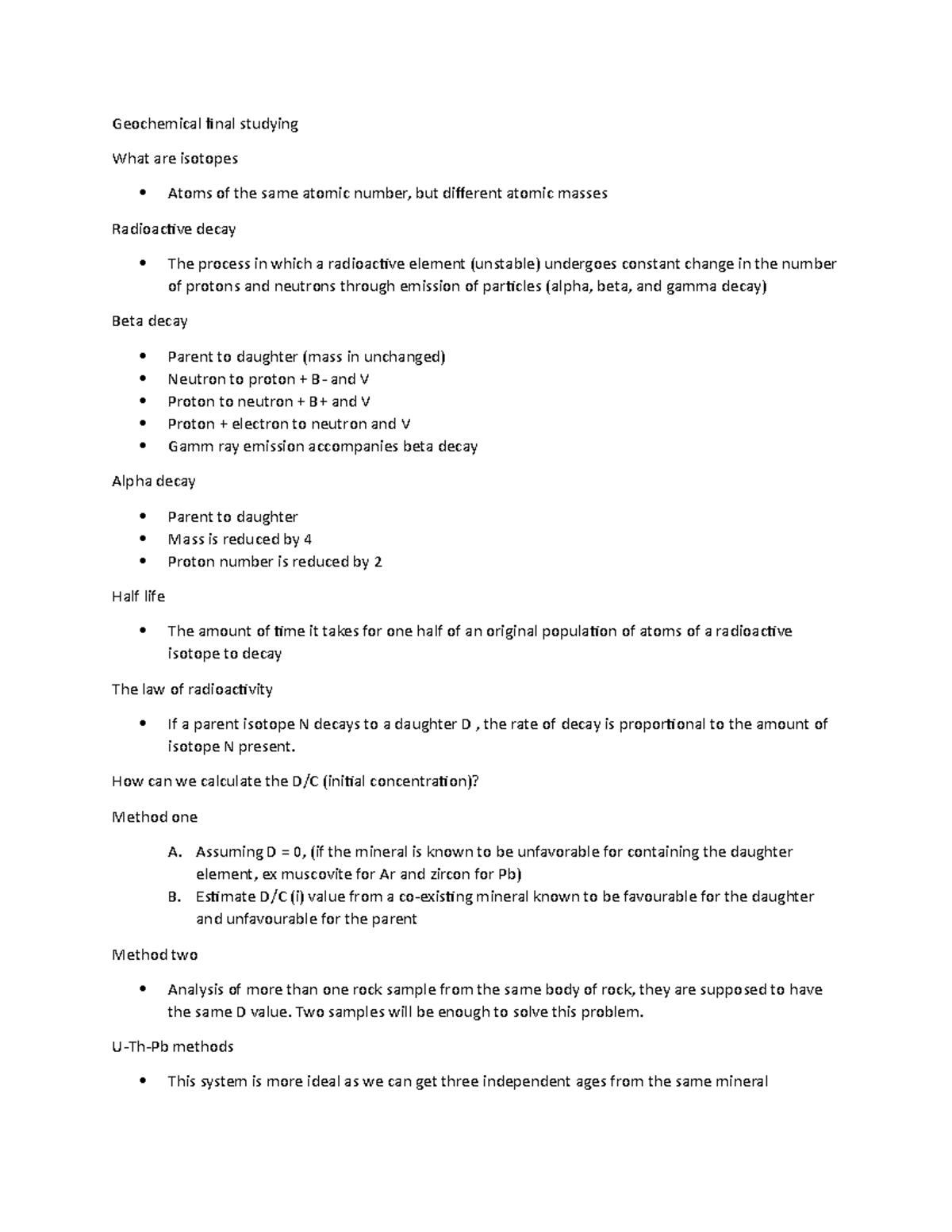 Geochemical final studying - How can we calculate the (initial ...