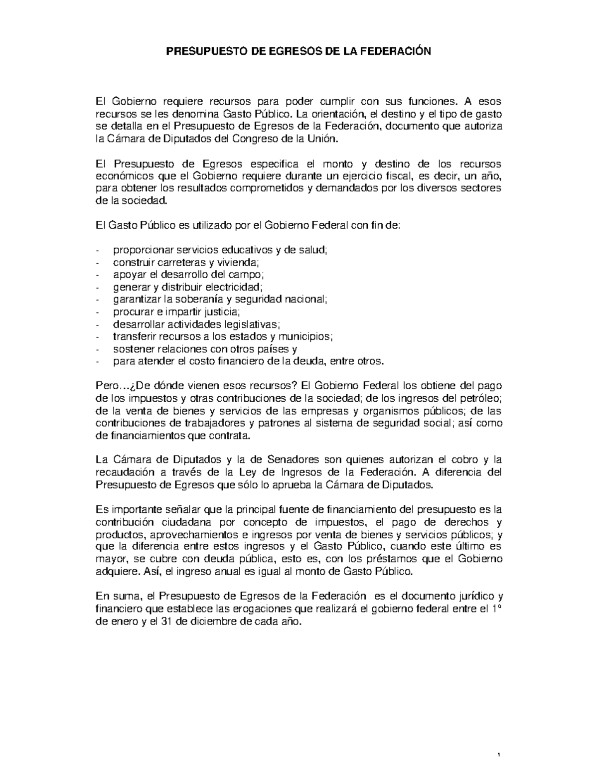 Rsp01 - QWERTYUIOP - 1 PRESUPUESTO DE EGRESOS DE LA FEDERACIÓN El ...
