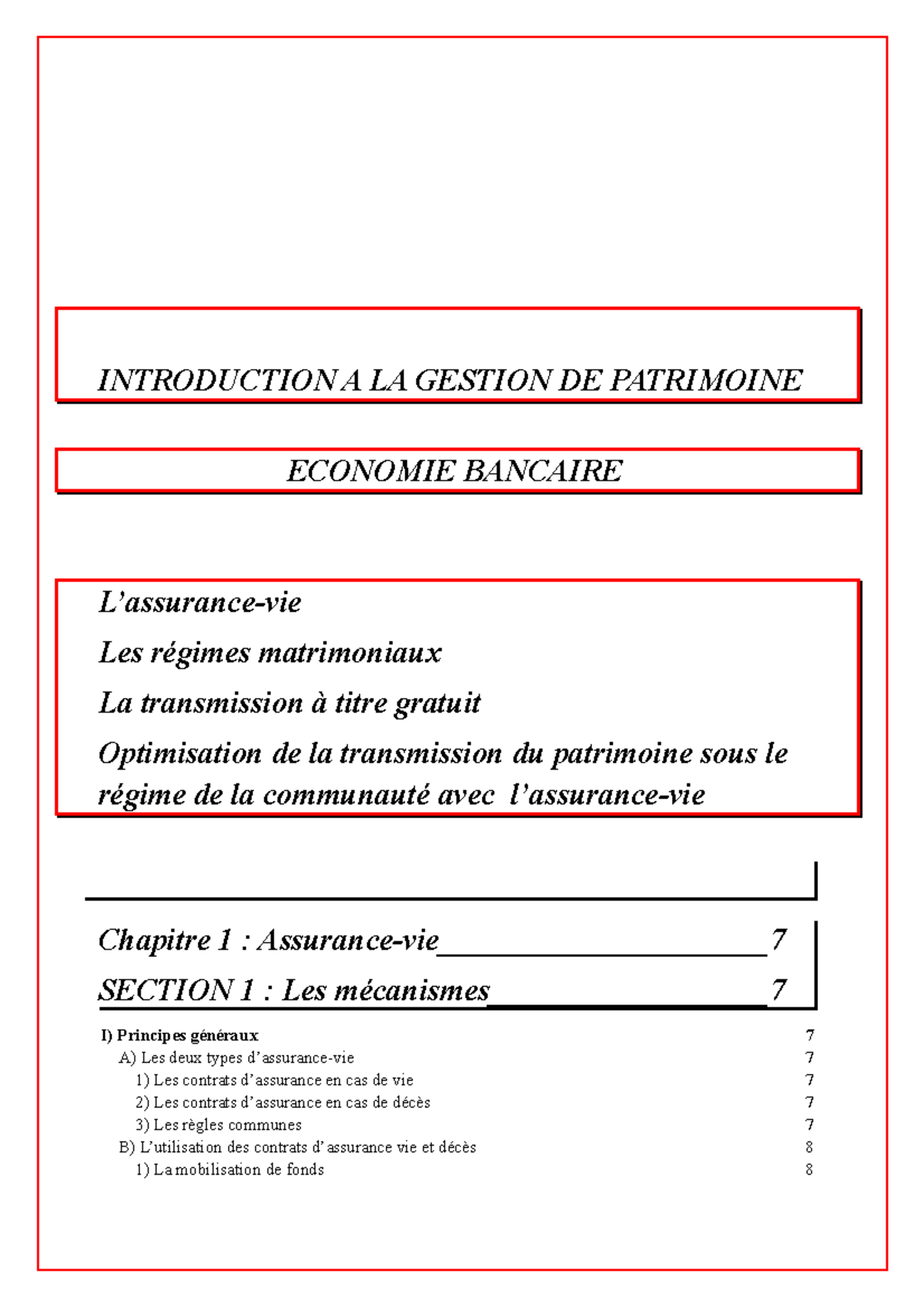 Gestion De Patrimoine - INTRODUCTION A LA GESTION DE PATRIMOINE ...