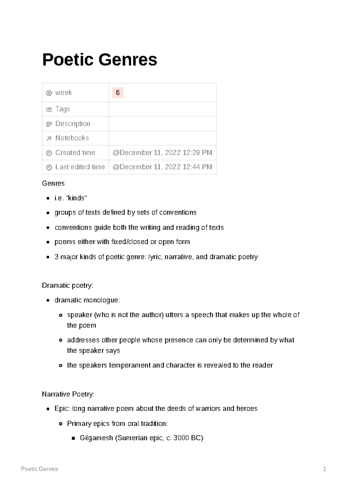 Poetic Genres Behandelt bei Dr. Arlette Warken. Poetic Genres 1