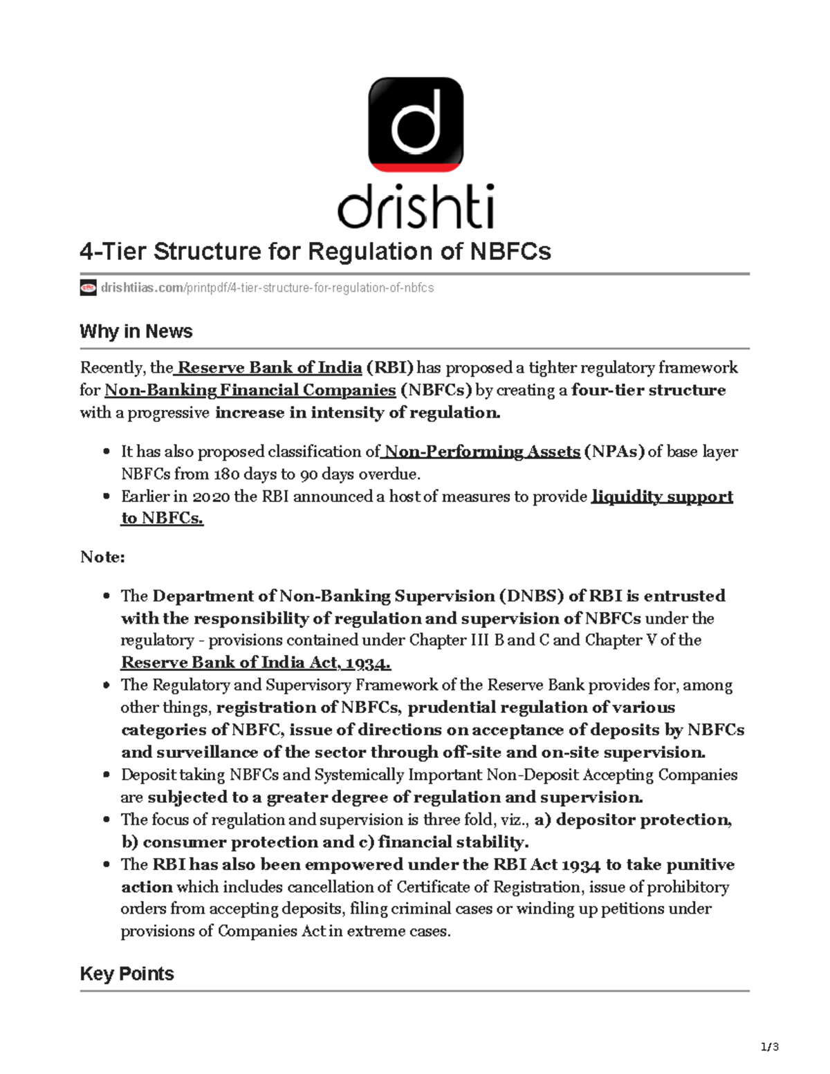 1611398490 4 tier structure for regulation of nbfcs - 1/ 4-Tier ...