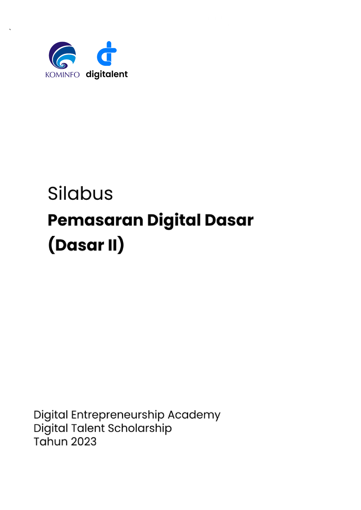 Silabus Pemasaran Digital Dasar - ` Silabus Pelatihan Pemasaran Digital ...