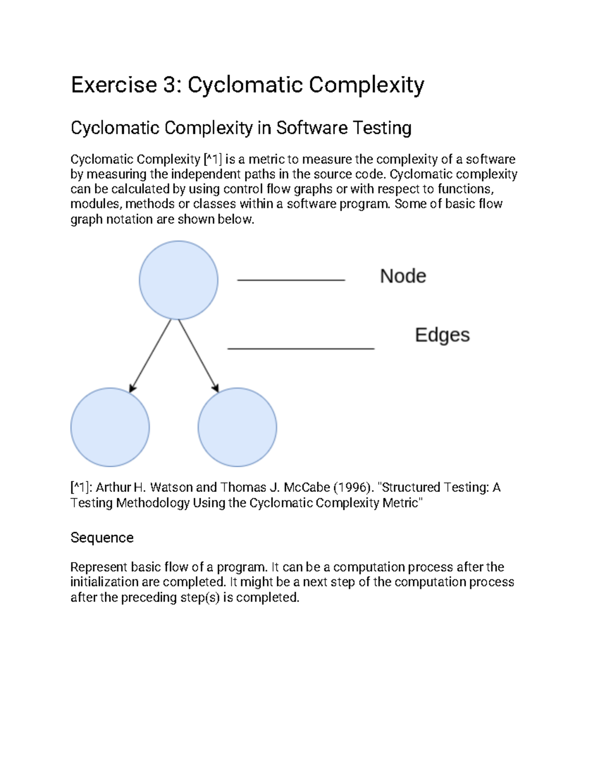 Cyclomatic Complexity - Exercise 3: Cyclomatic Complexity Cyclomatic ...