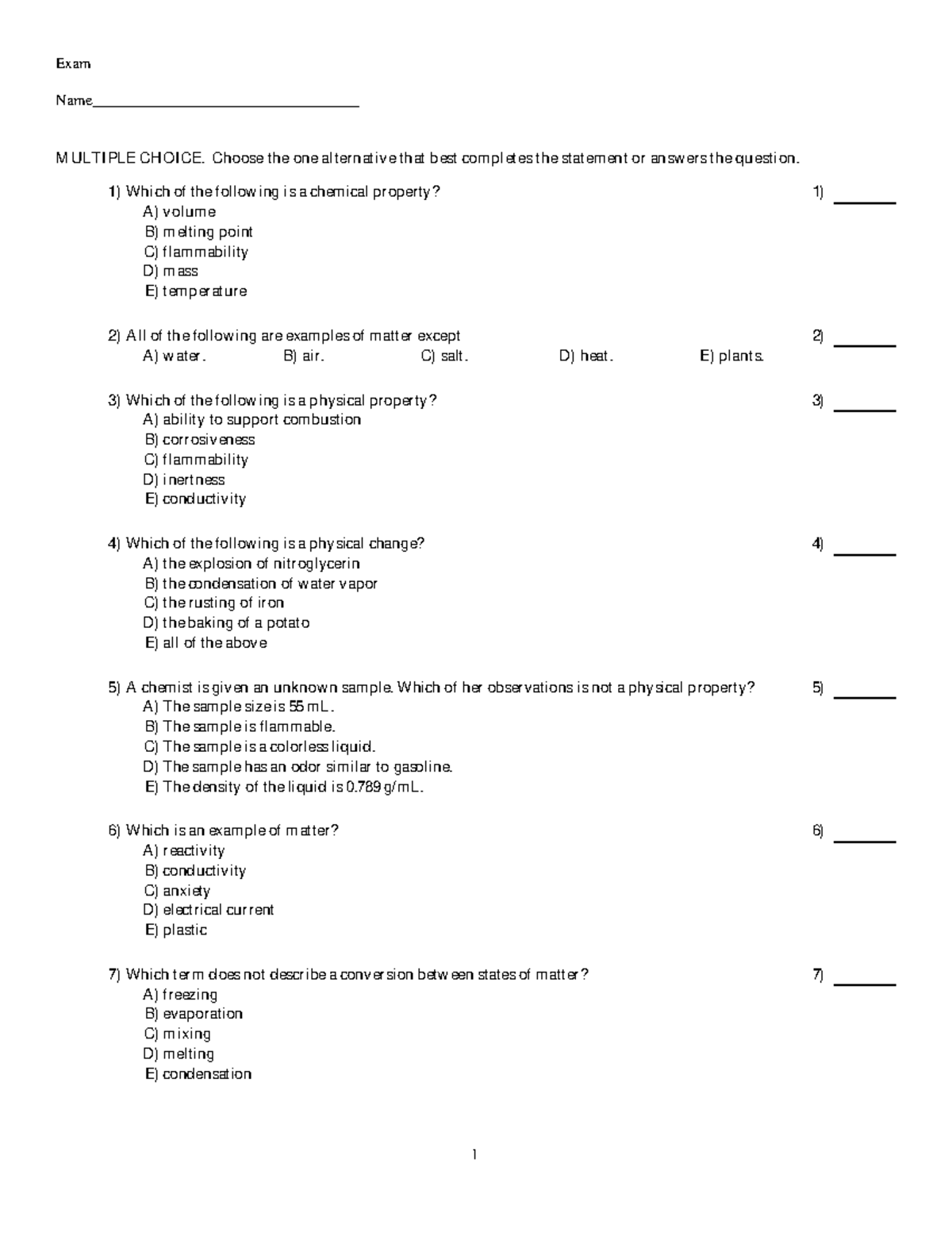 Practice questions for chapter 3- CHM161 - Exam Name ...