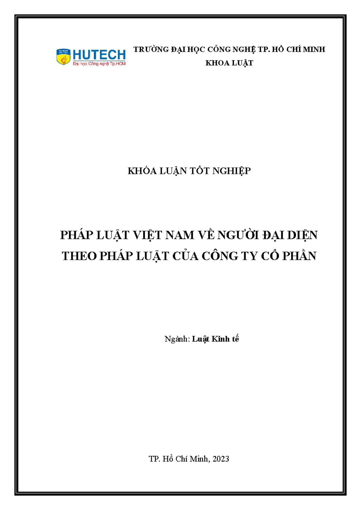 NGUYỄN TRUNG TÍNH - TRƯỜNG ĐẠI HỌC CÔNG NGHỆ TP. HỒ CHÍ MINH KHOA LUẬT ...