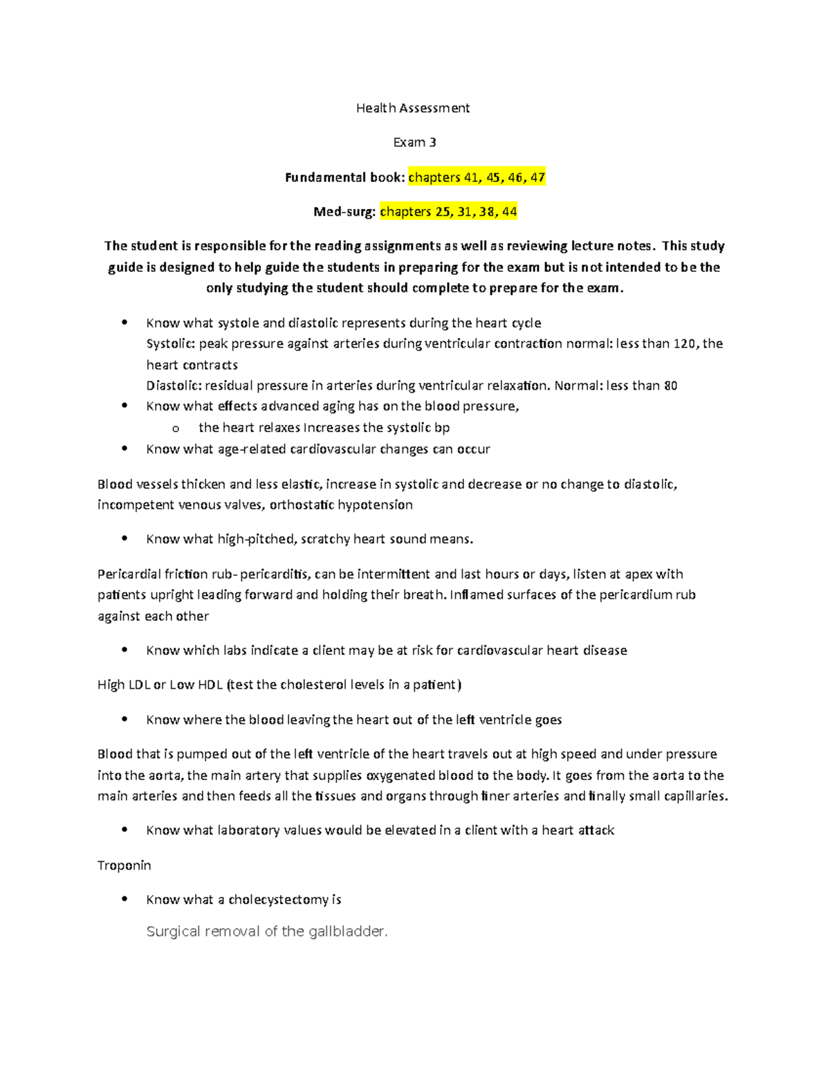 Exam 3 study guide Health Assessment Exam 3 Fundamental book