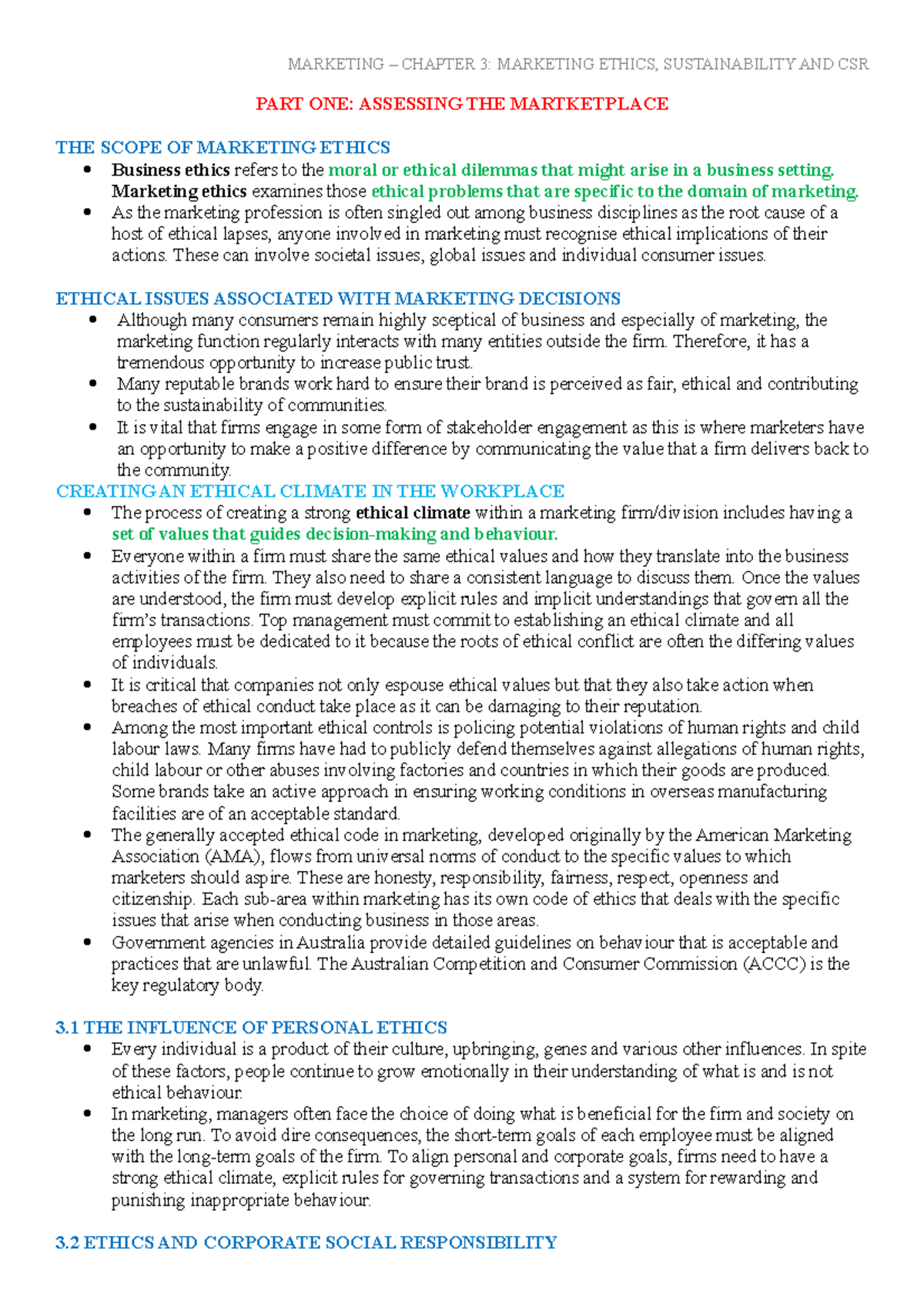 Marketing Chapter 3 - textbook notes - MARKETING – CHAPTER 3: MARKETING ...
