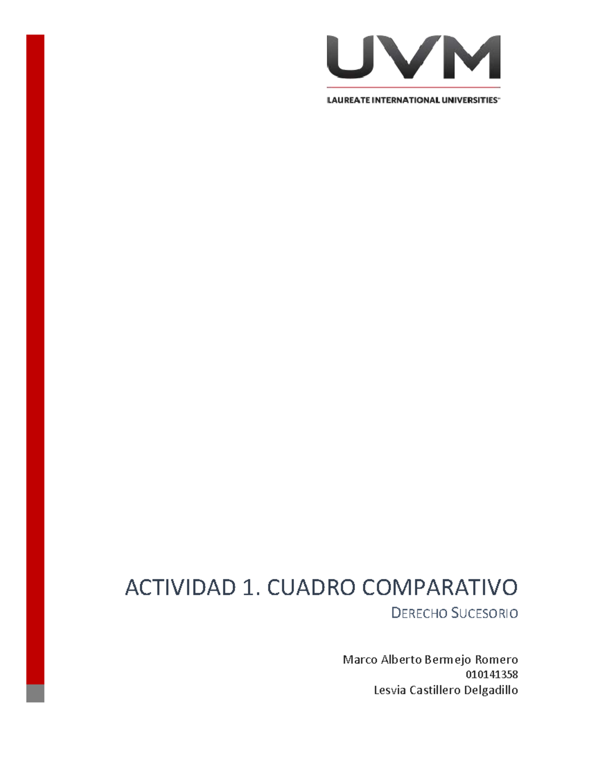 A1 MABR - Trabajo Actividad 1 - ACTIVIDAD 1. CUADRO COMPARATIVO DERECHO ...