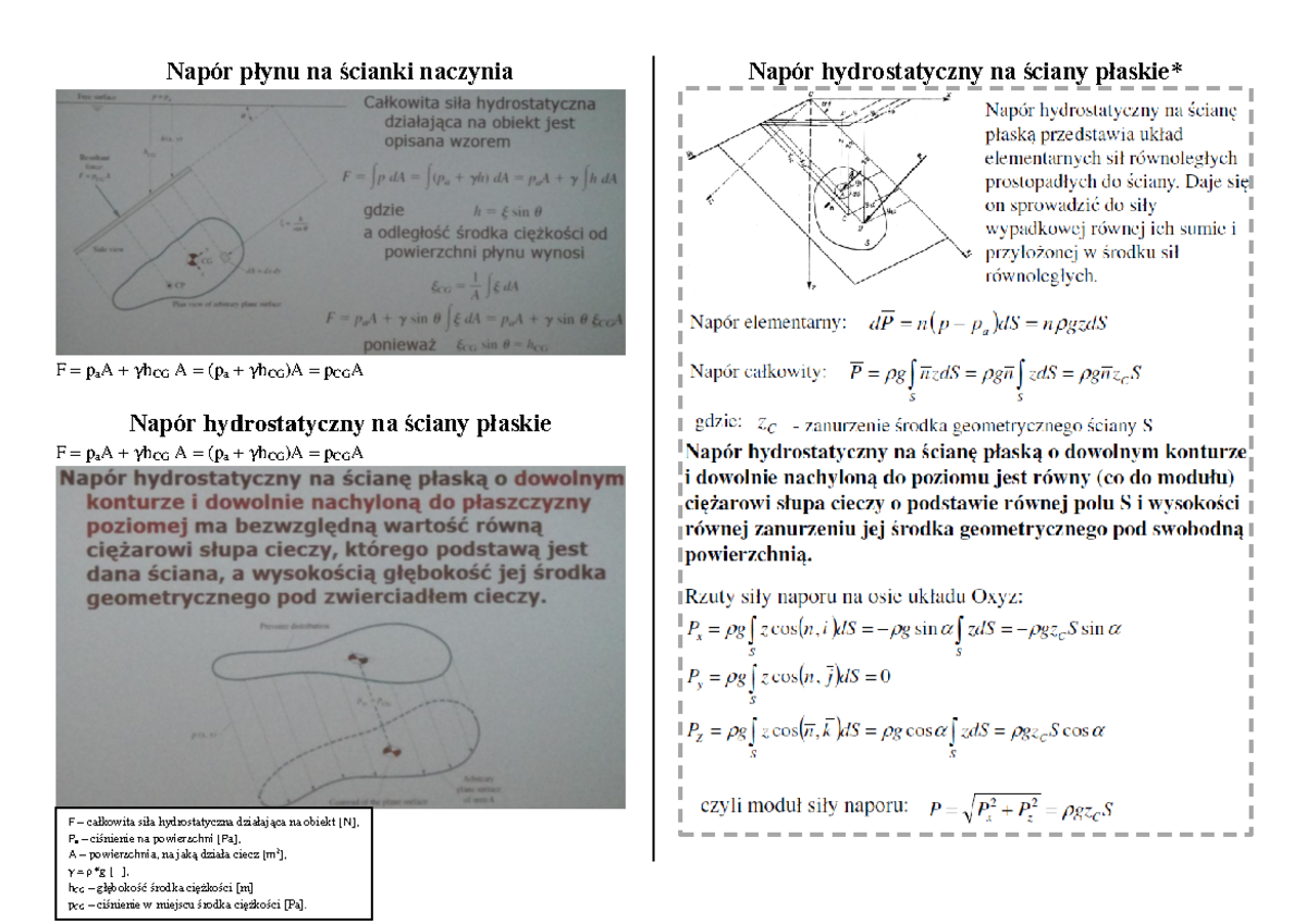 Wyk Ad 3 - Notatki - Na Naczynia F PaA A (pa PCGA Hydrostatyczny Na F ...