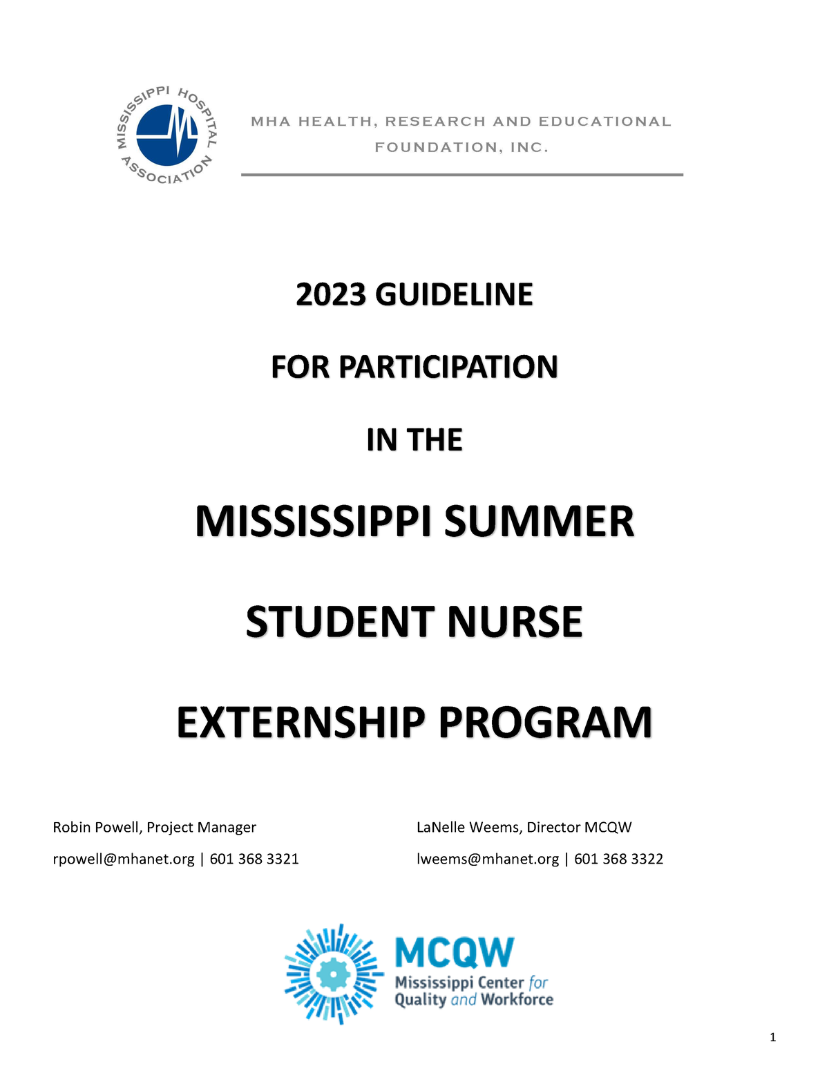 2023 Guideline for participation in the MS Summer Student Nurse Extern