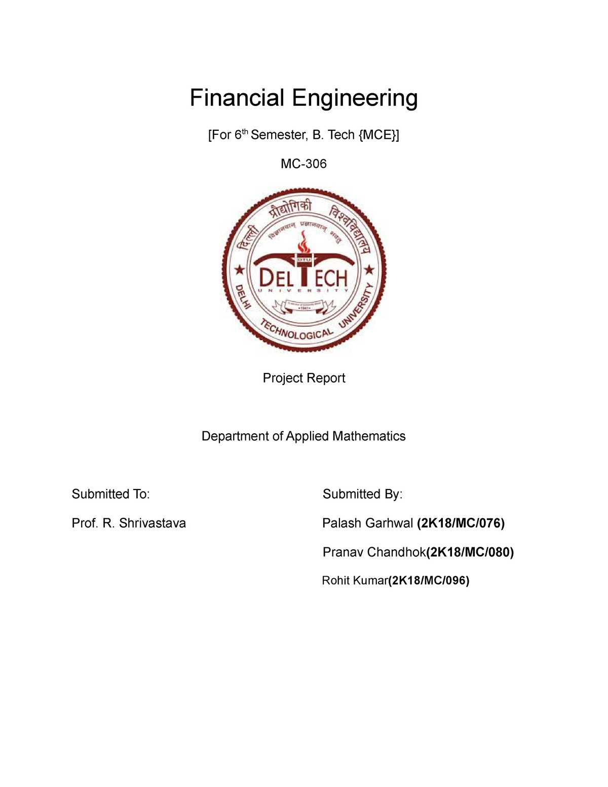 financial engineering master thesis