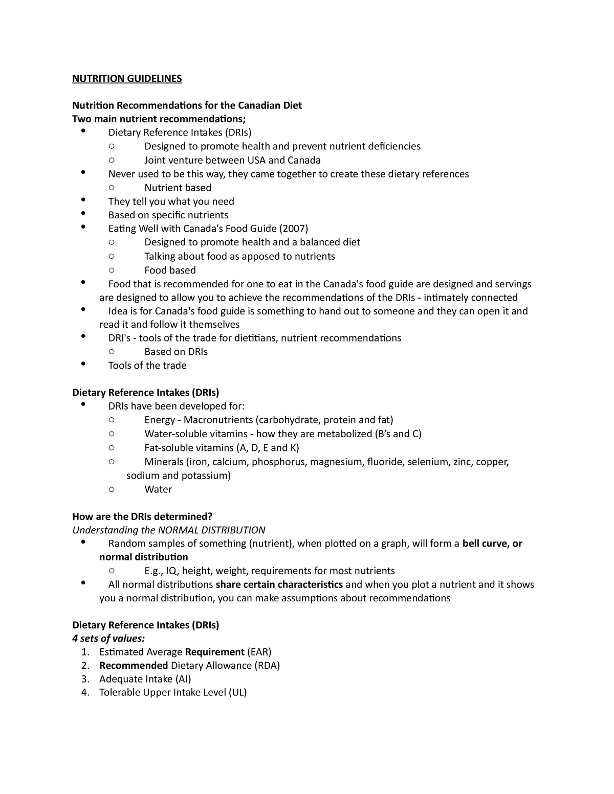 Nutrition Guidelines Kine2p Kine 2p Brocku Studocu