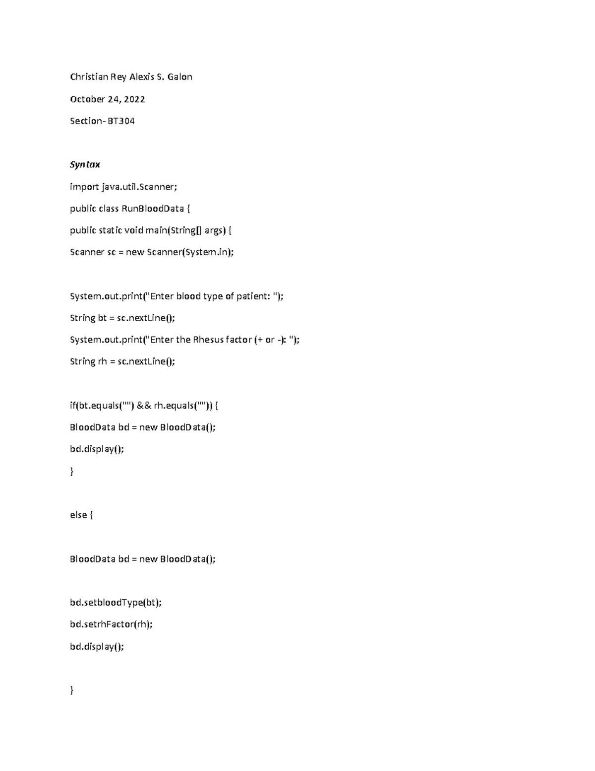 Galon OOP - CODING - Christian Rey Alexis S. Galon October 24, 2022 ...